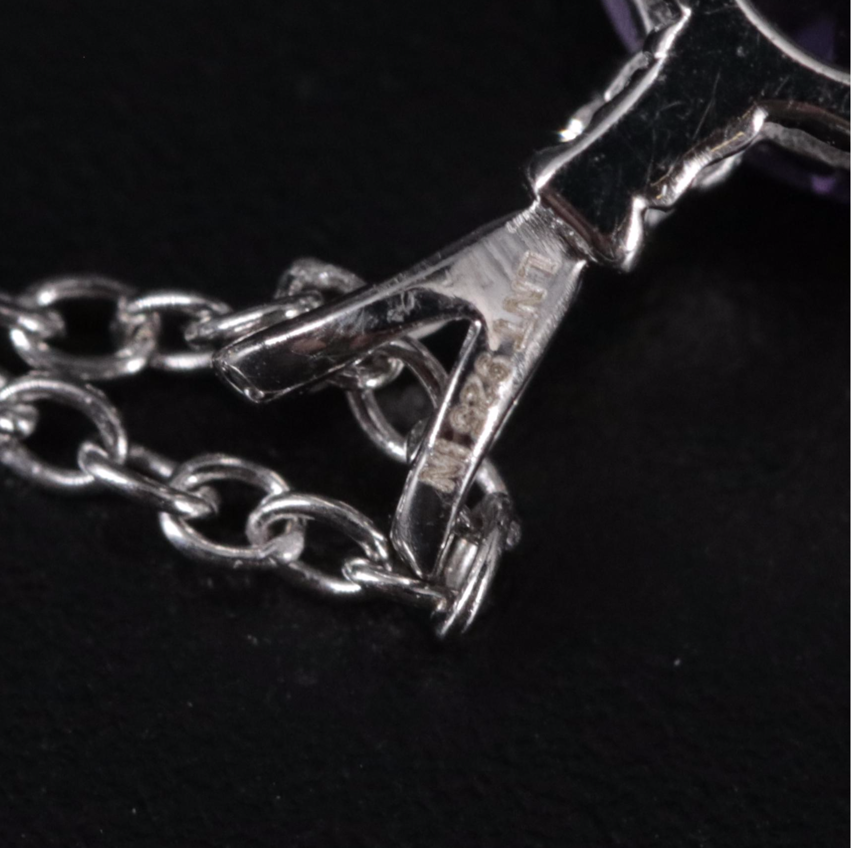 Sterling Silver Pendant Necklace Featuring Amethyst