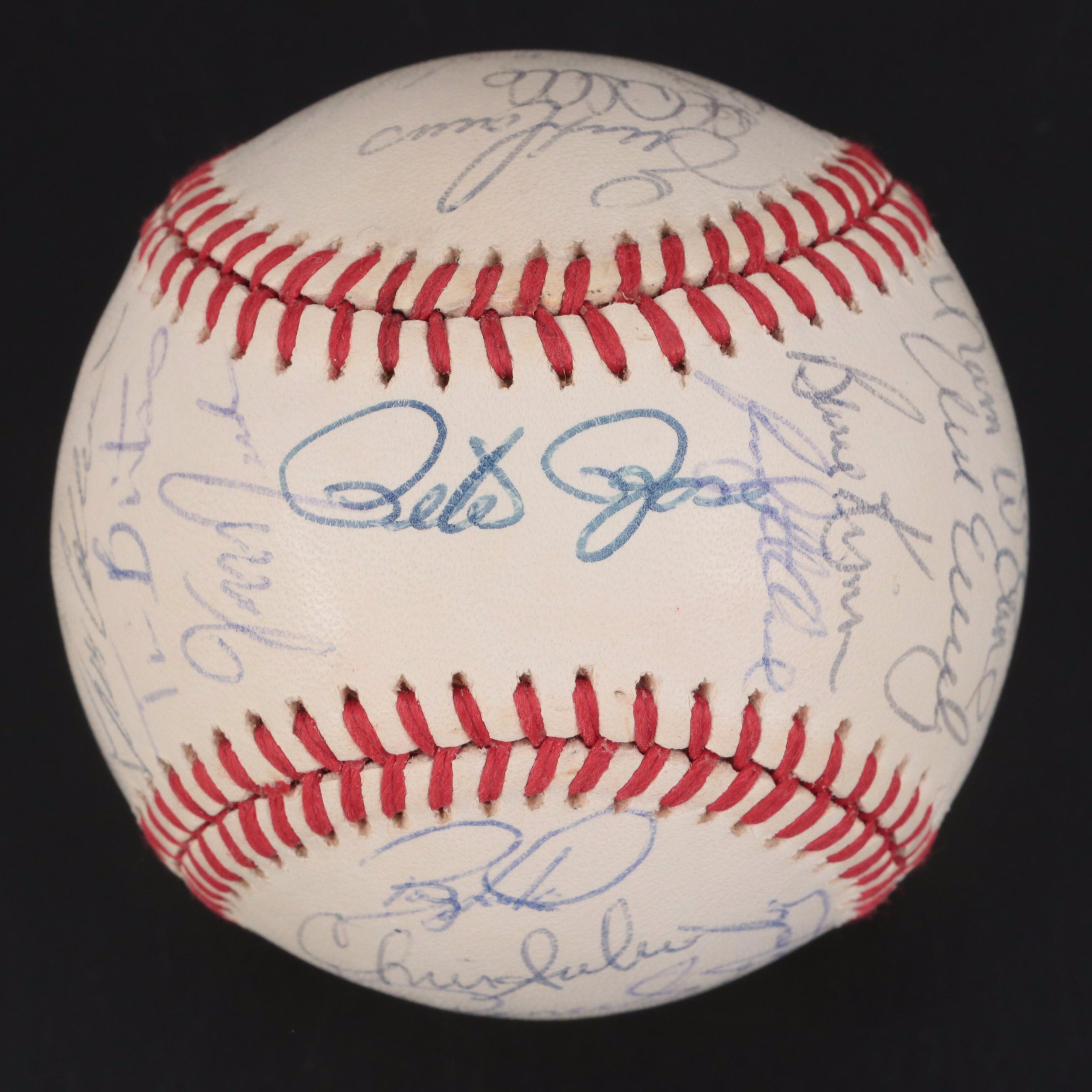 1988 Cincinnati Reds Team Signed Rawlings Baseball Including Rose, Larkin, Perez