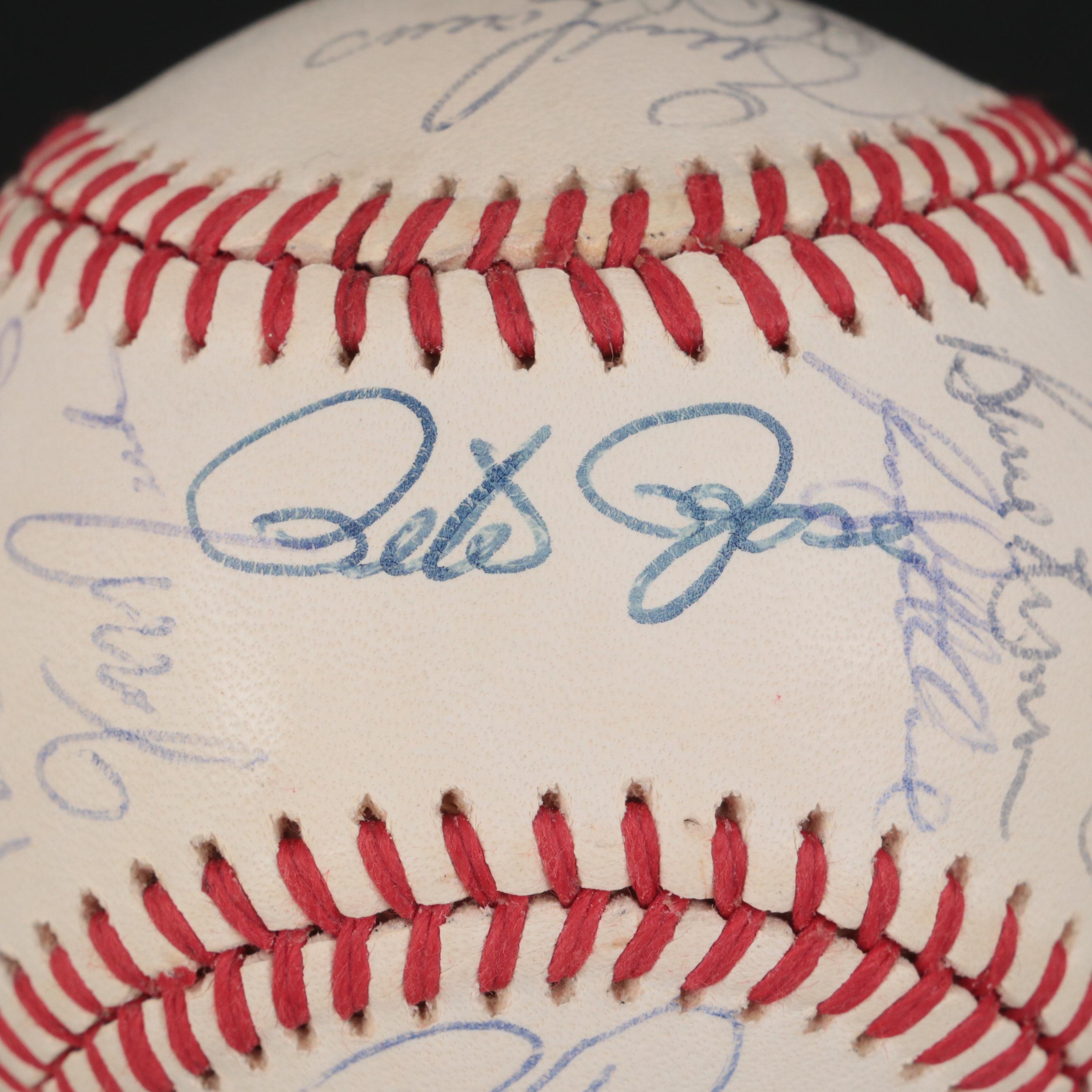 1988 Cincinnati Reds Team Signed Rawlings Baseball Including Rose, Larkin, Perez