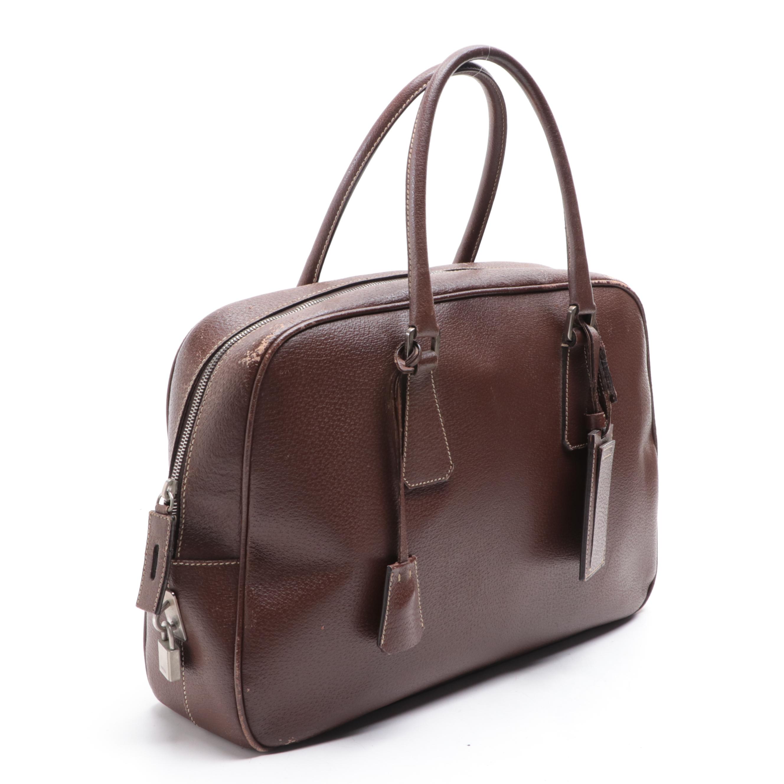 Prada Locking Business Satchel in Cinghiale Leather