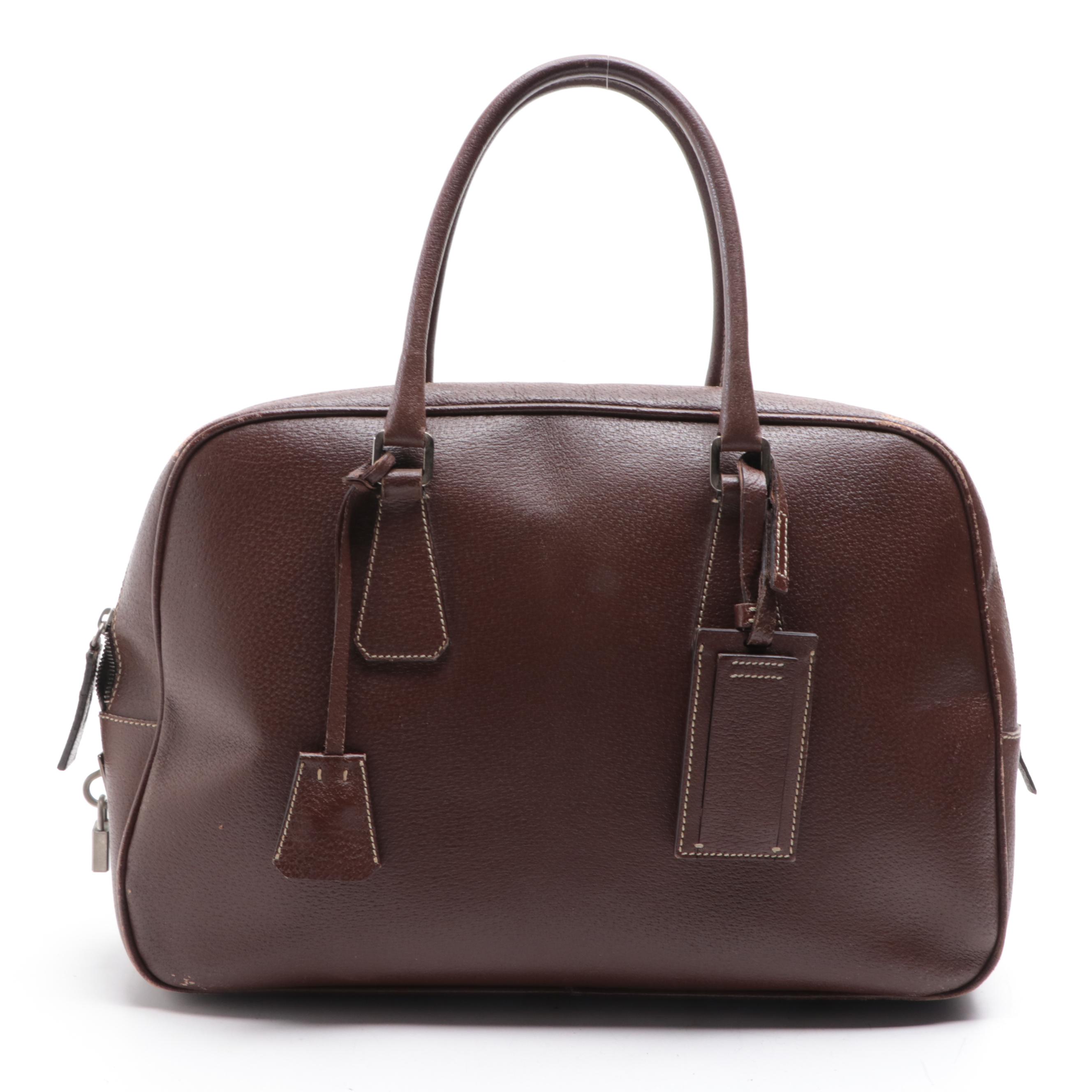Prada Locking Business Satchel in Cinghiale Leather
