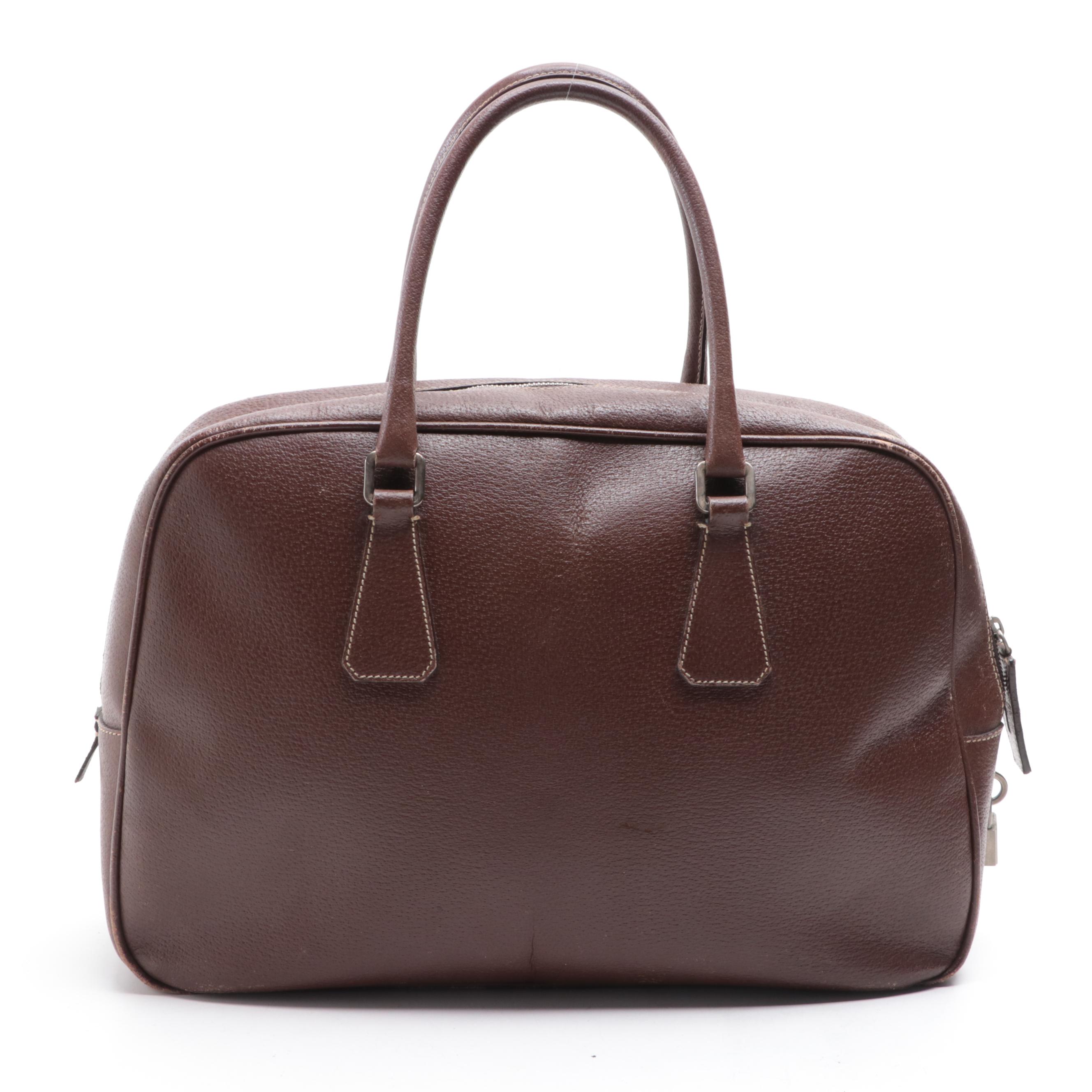 Prada Locking Business Satchel in Cinghiale Leather