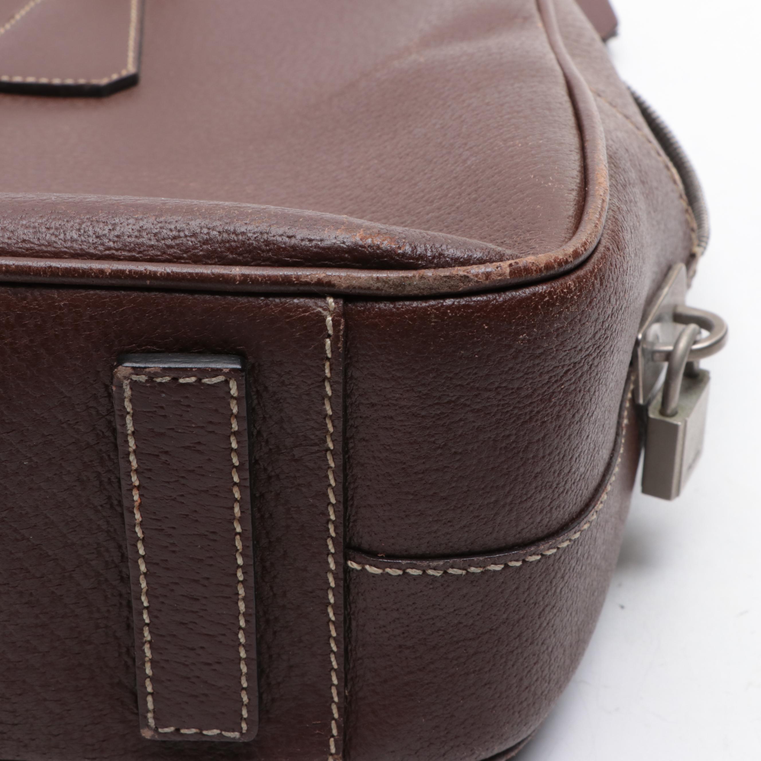 Prada Locking Business Satchel in Cinghiale Leather