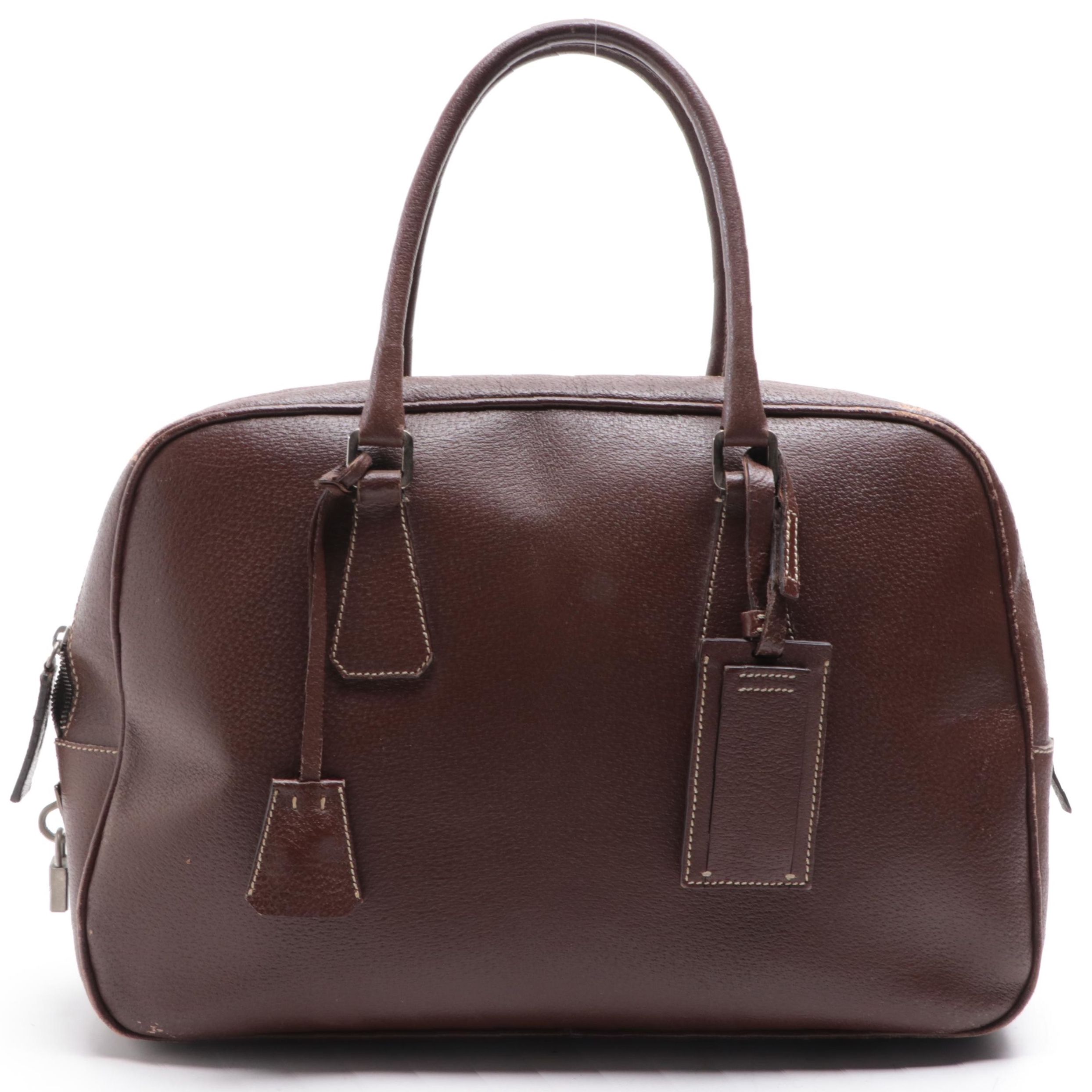 Prada Locking Business Satchel in Cinghiale Leather