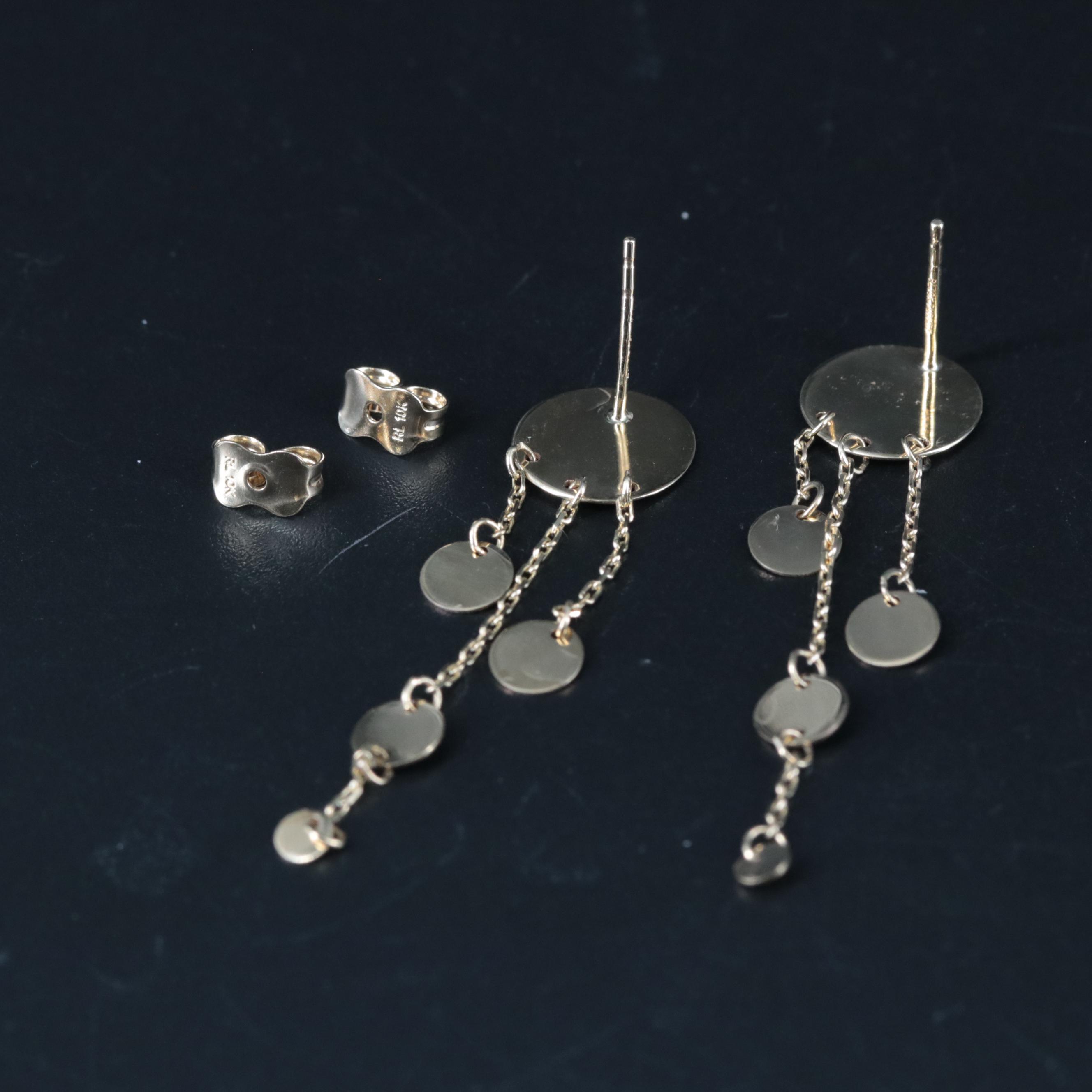 10K Fringe Drop Earrings