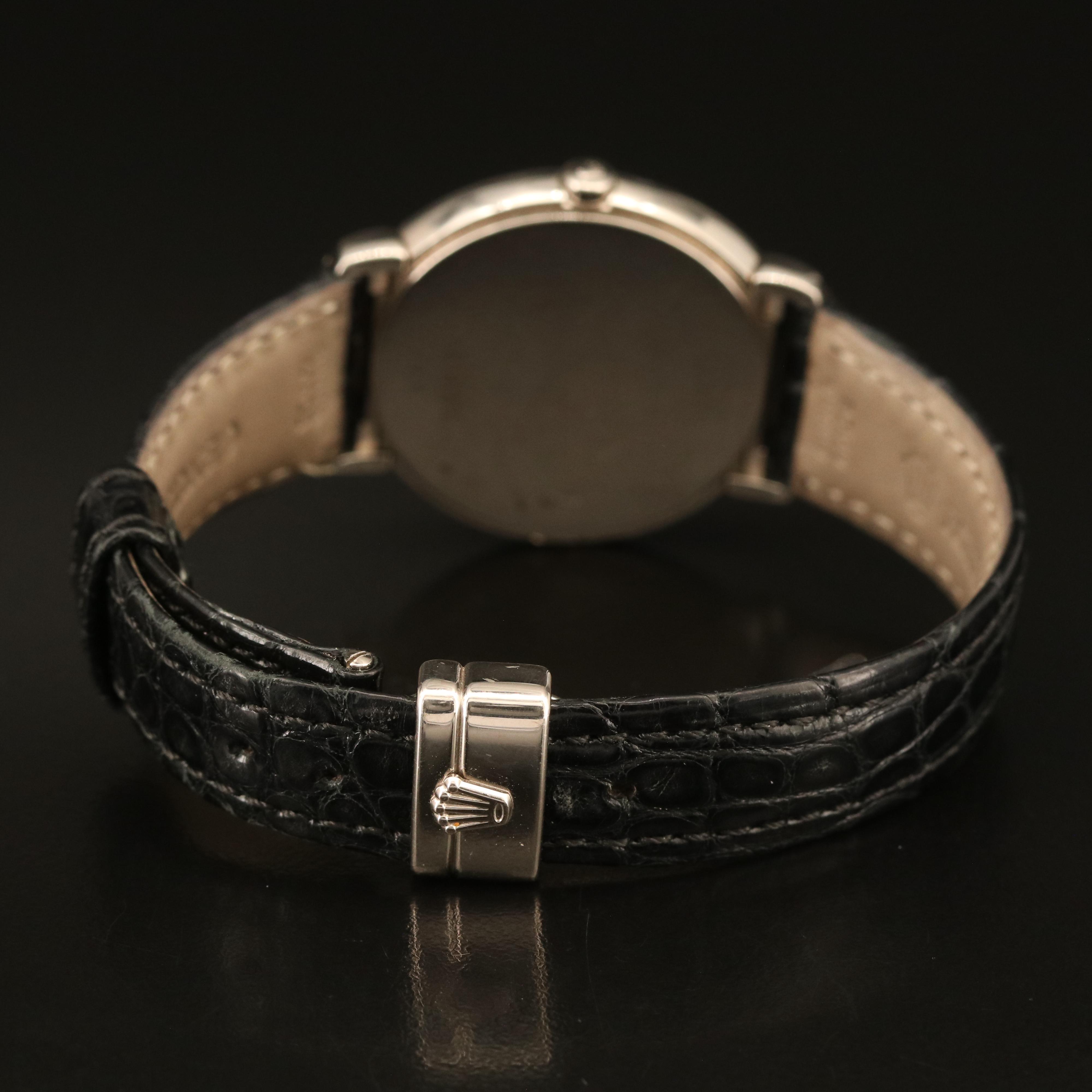 Rolex Cellini 18K 1.01 CTW Diamond Pink Roman Dial Watch