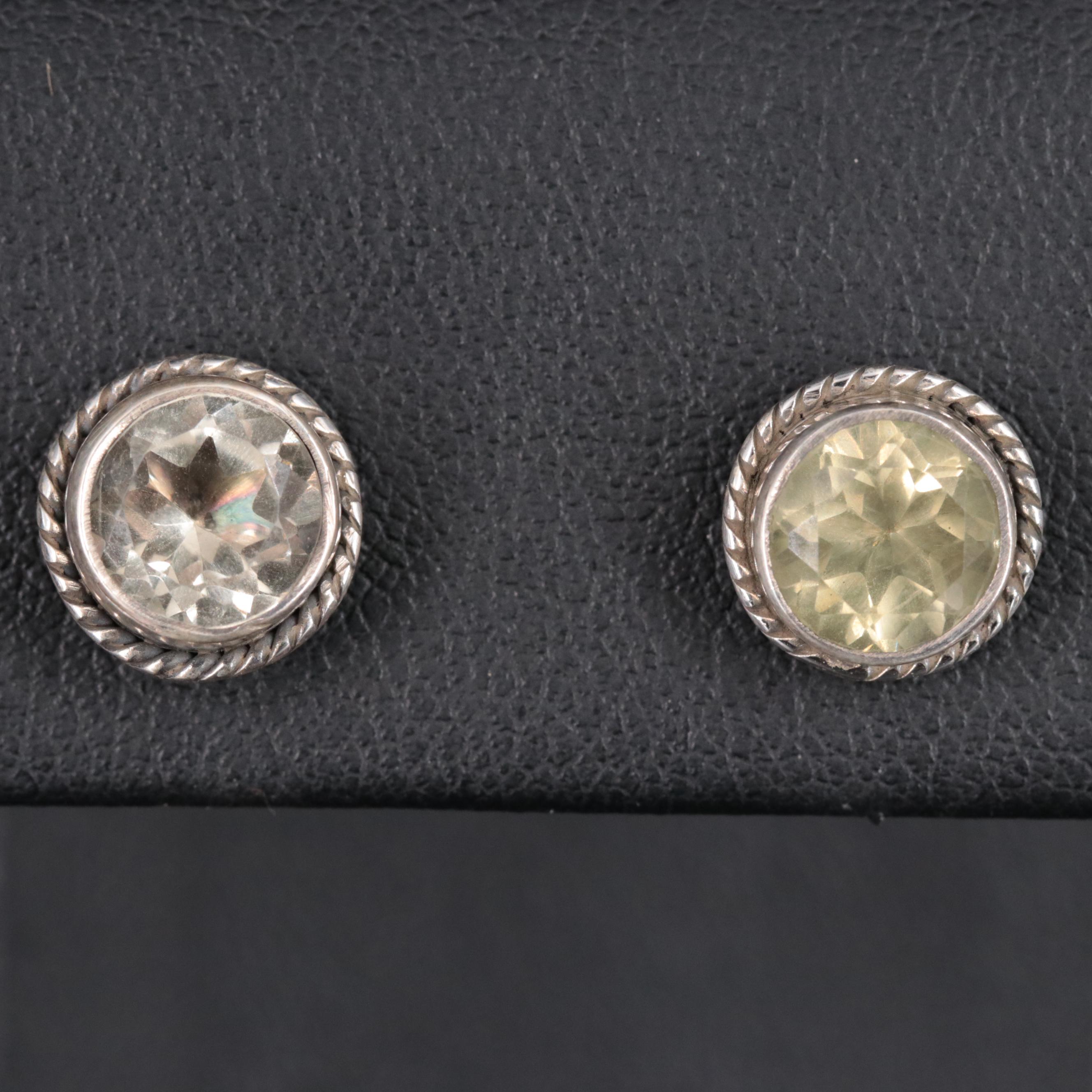 Sterling Stud Earrings with Quartz