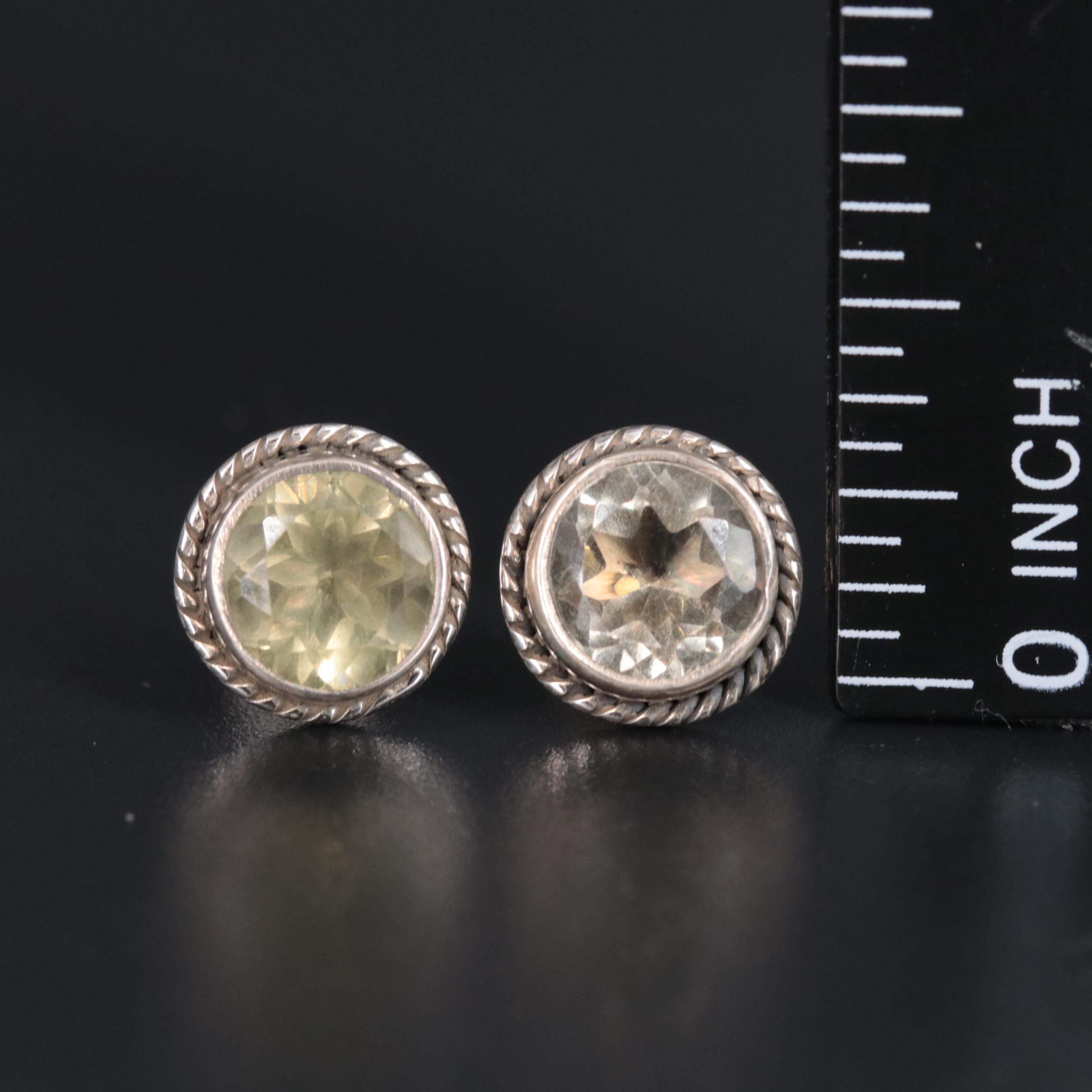 Sterling Stud Earrings with Quartz
