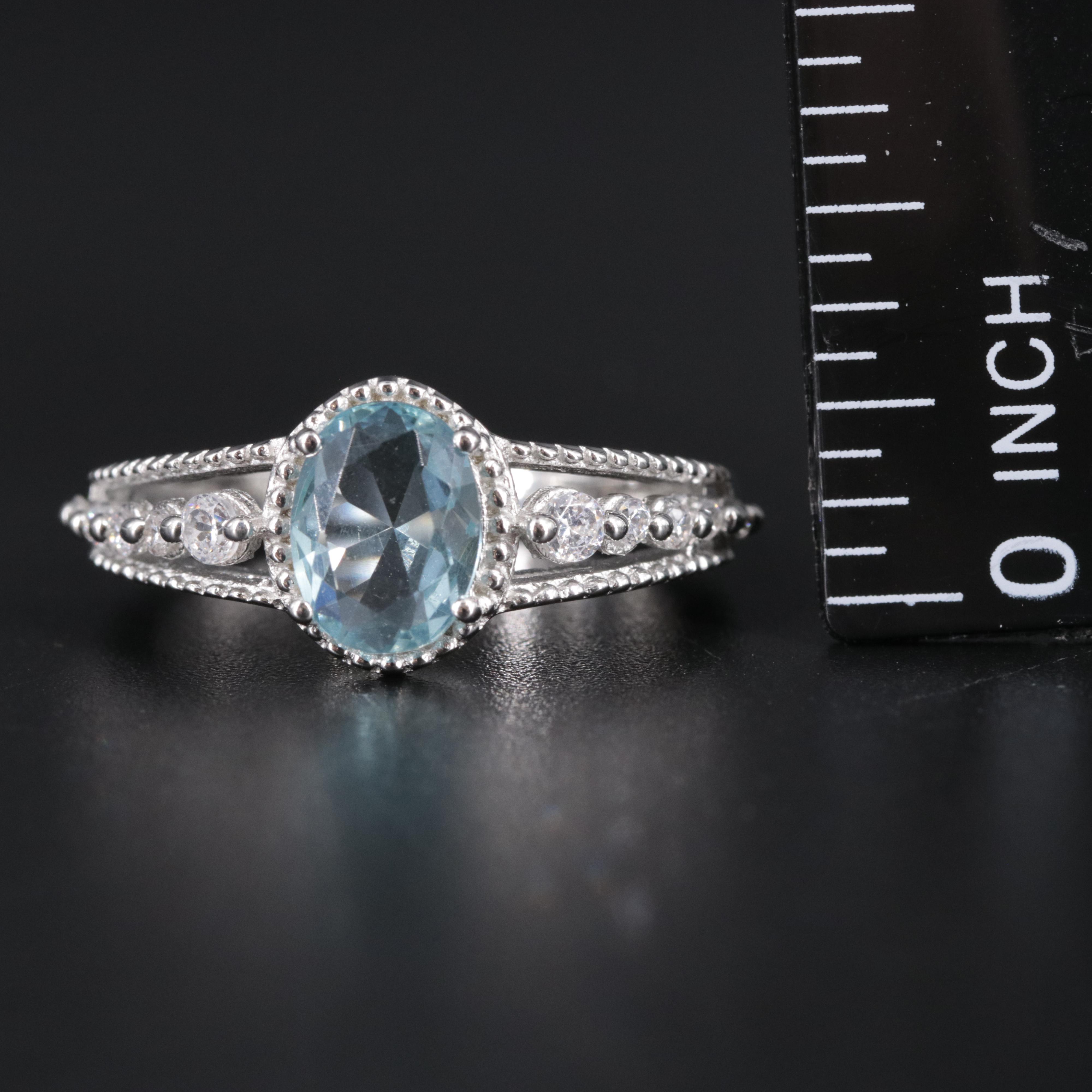 Sterling Aquamarine Ring