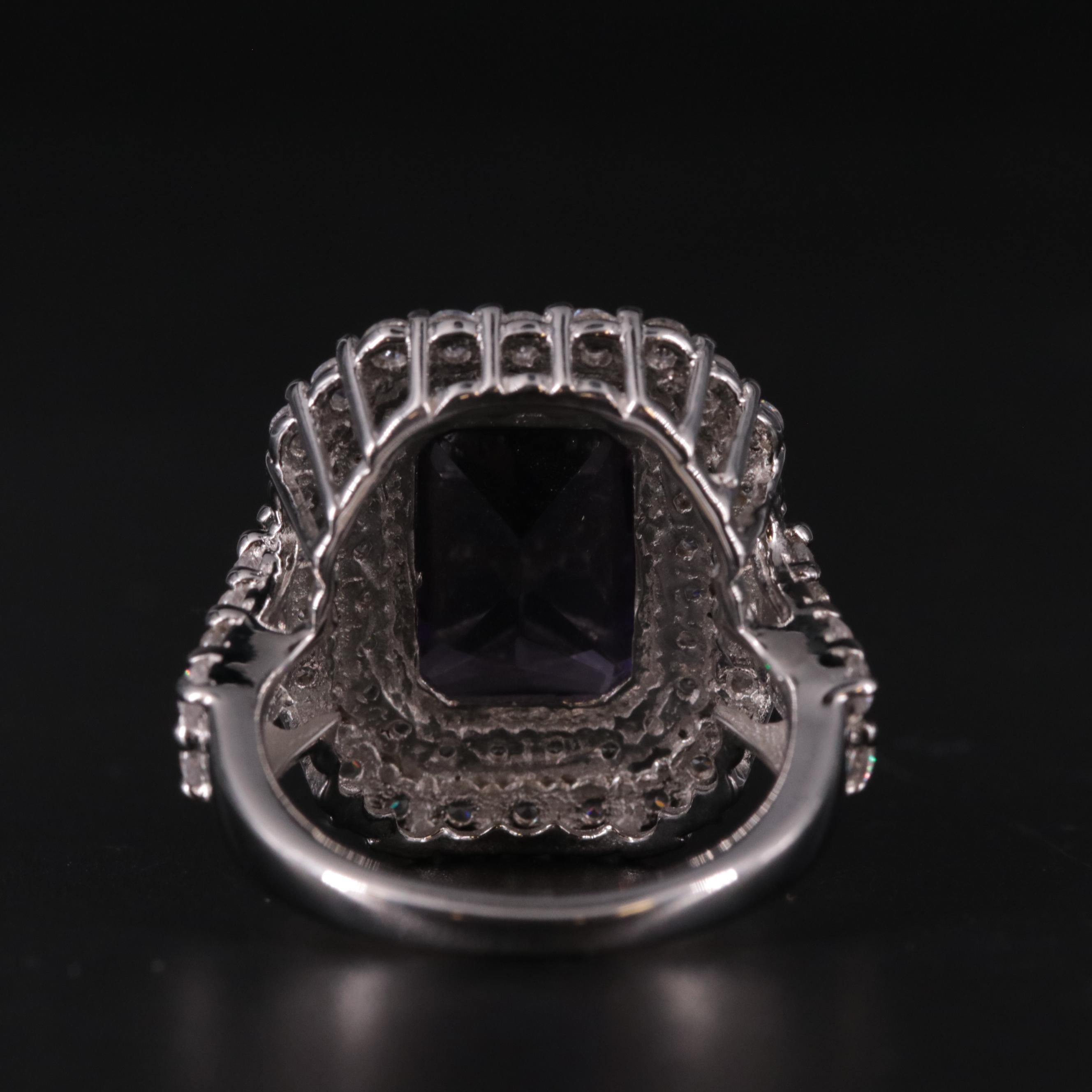 Sterling Silver Amethyst and Cubic Zirconia Ring