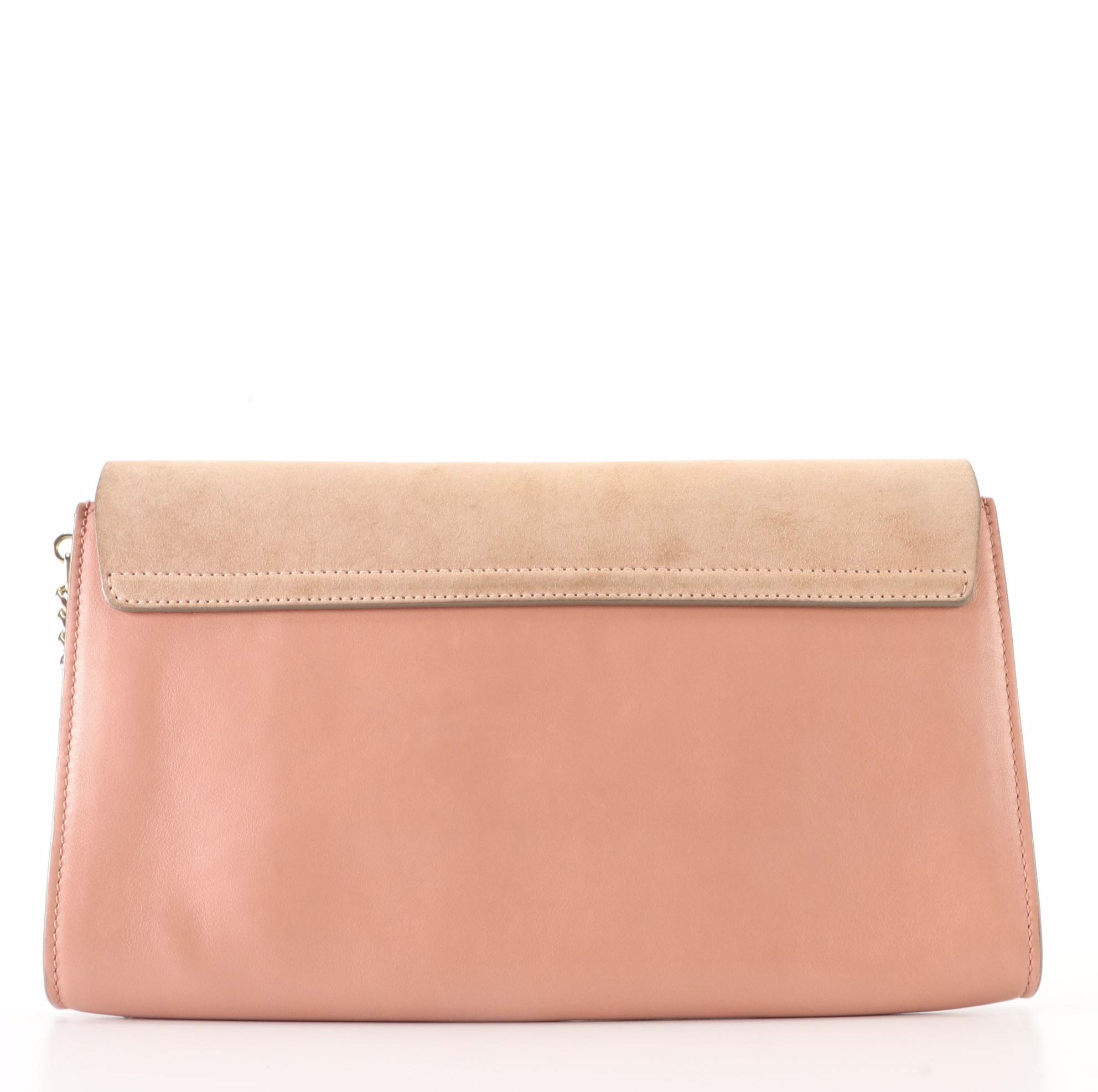 Chloé Faye Clutch in Smooth Calfskin Leather and Suede