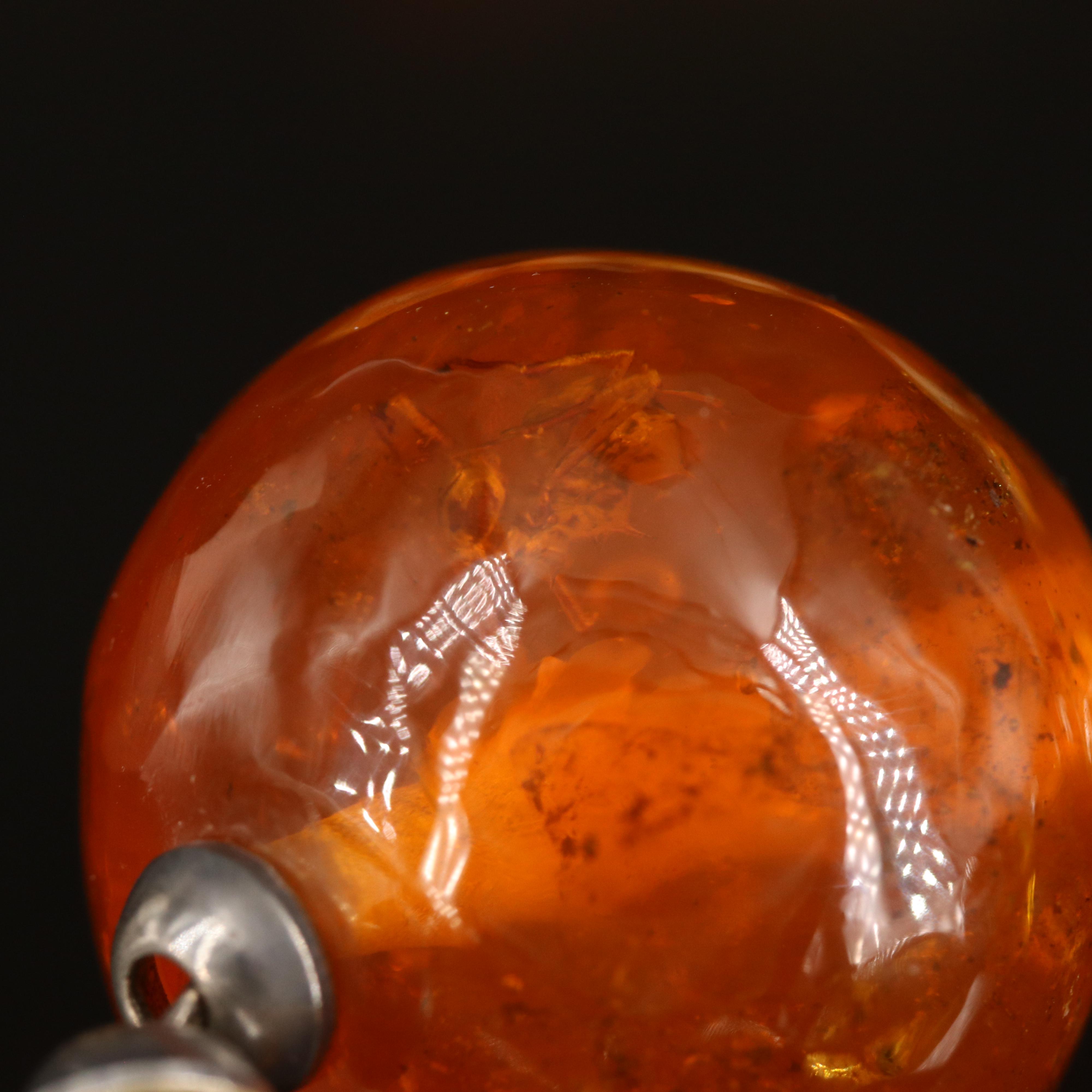 Sterling Graduated Ambroid Necklace with Insect Inclusions