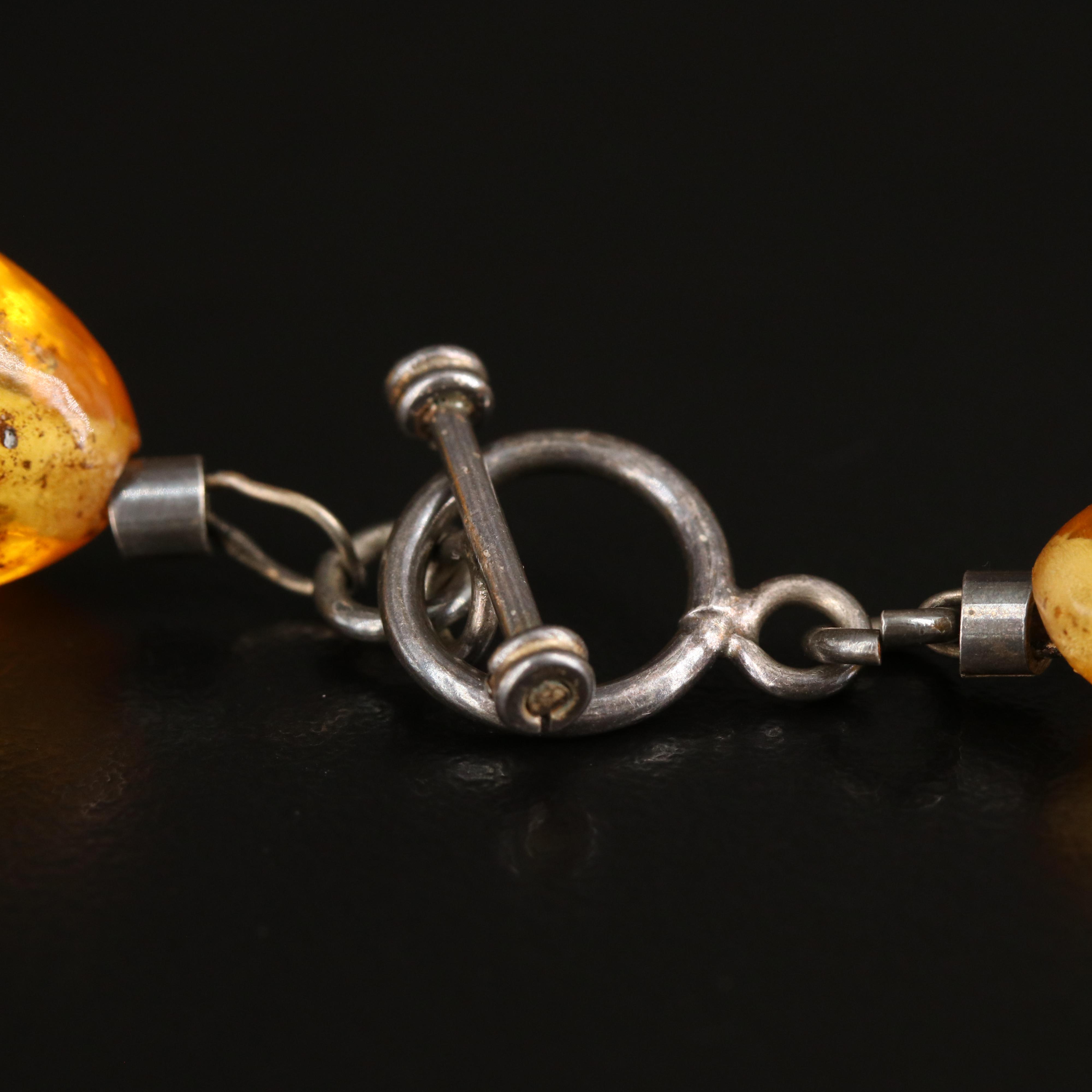 Sterling Graduated Ambroid Necklace with Insect Inclusions