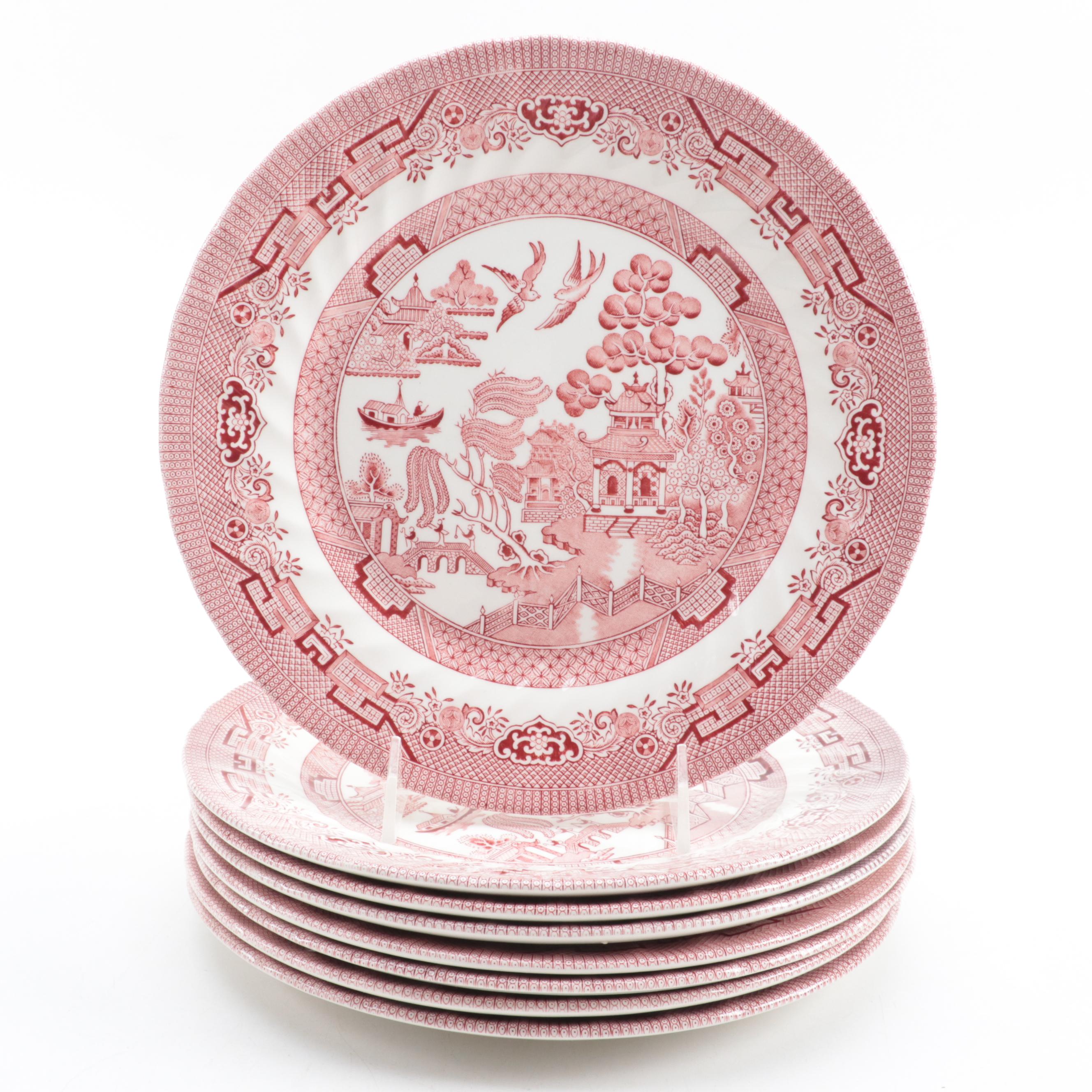 Wessex Collection English Ceramic Pink Willow Dinnerware