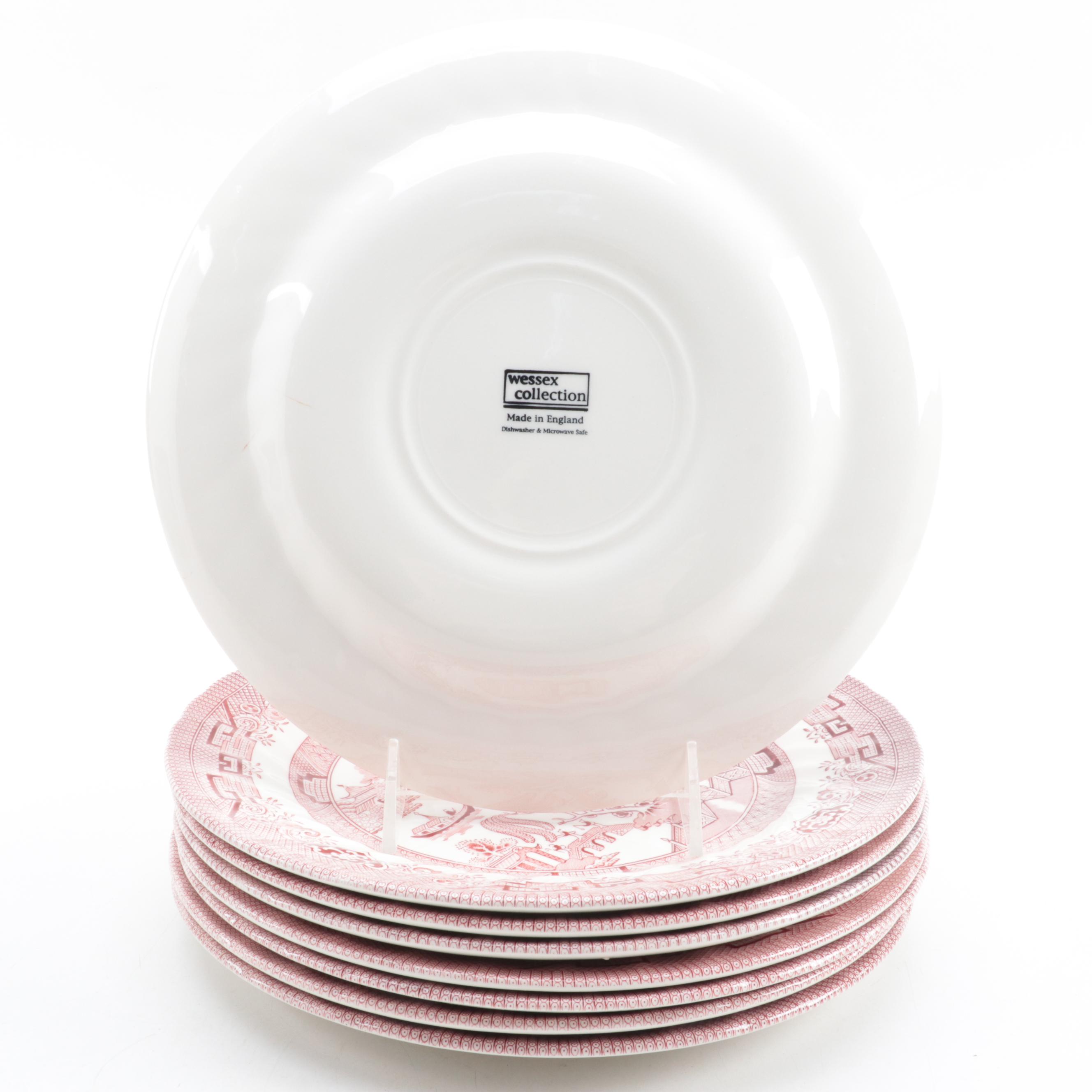 Wessex Collection English Ceramic Pink Willow Dinnerware