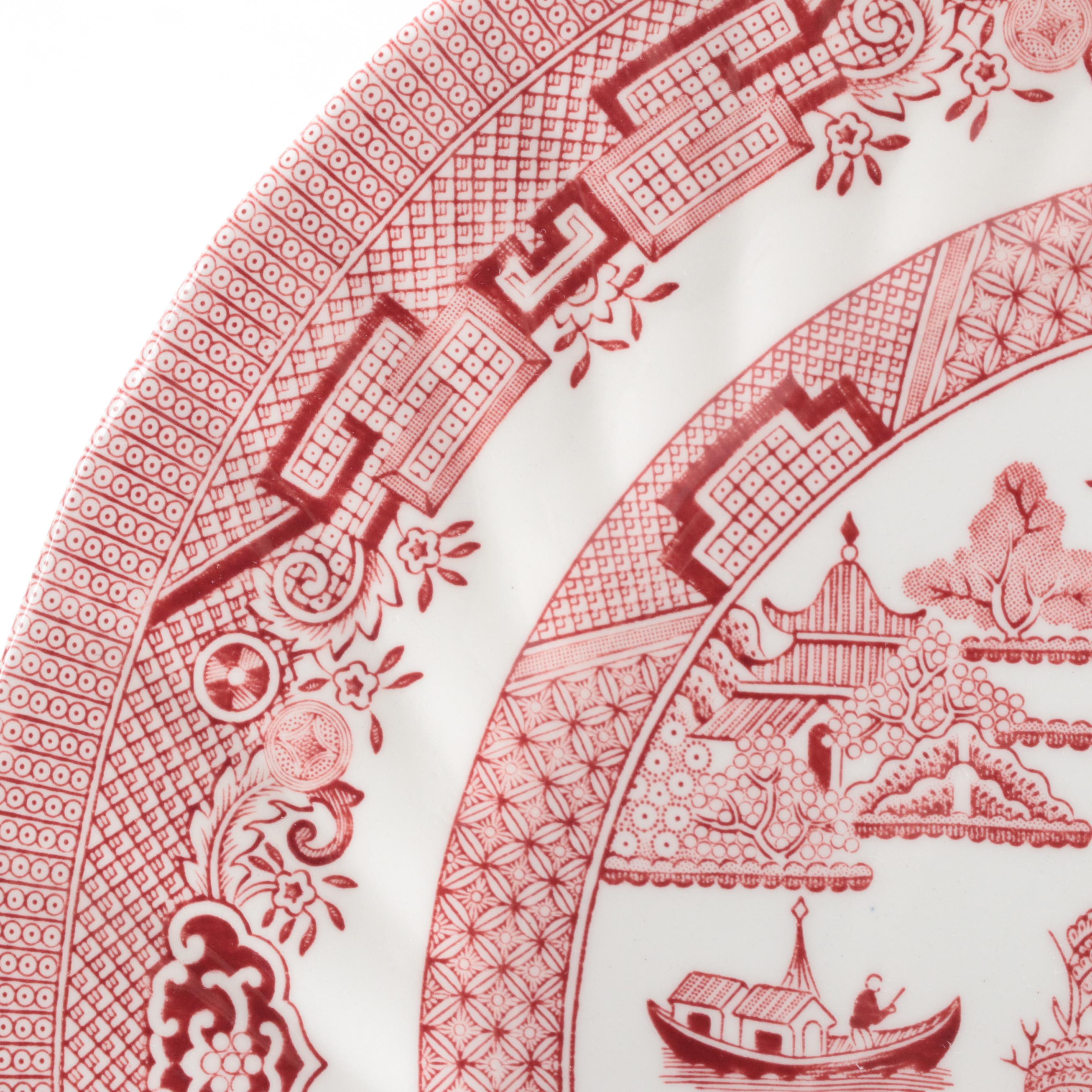 Wessex Collection English Ceramic Pink Willow Dinnerware