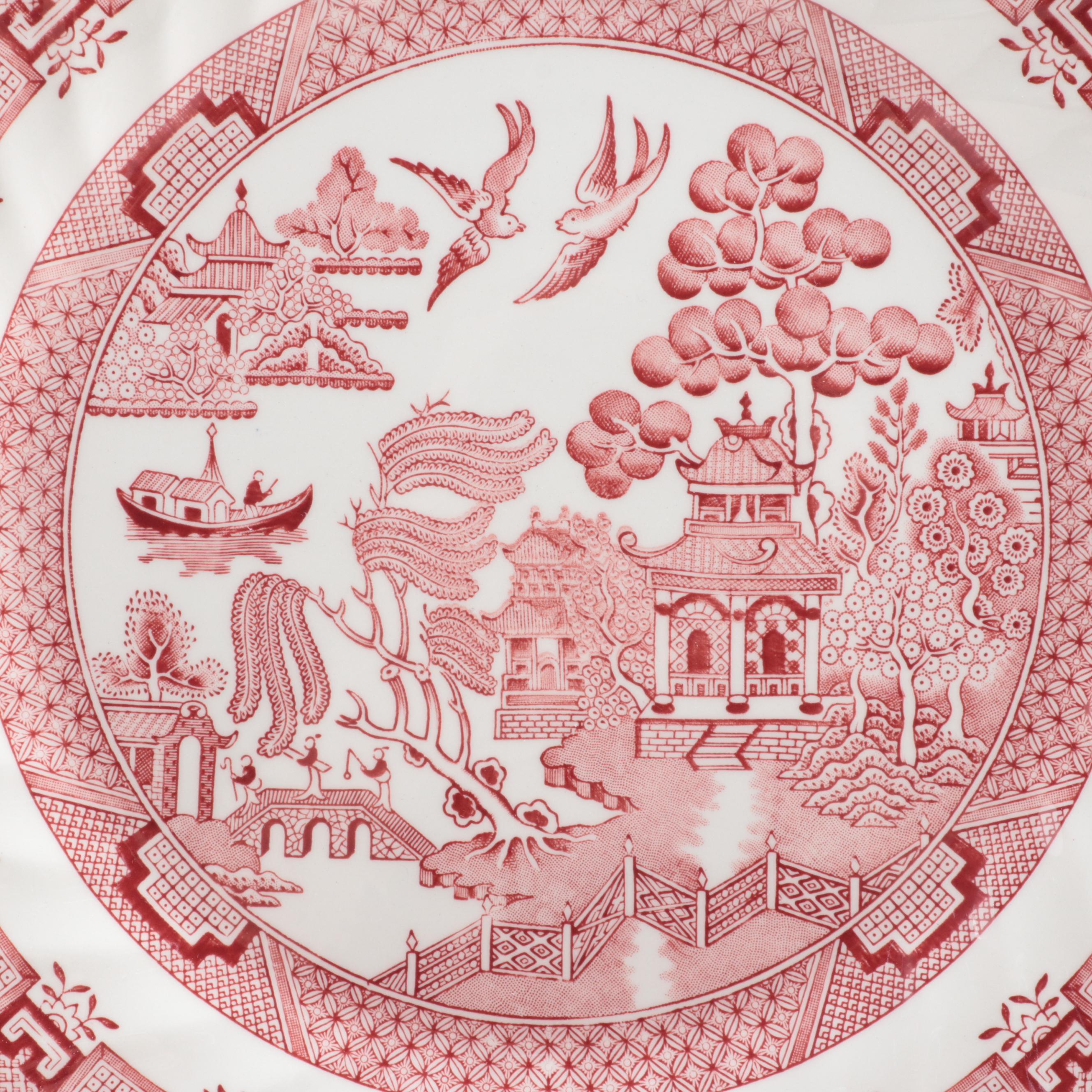 Wessex Collection English Ceramic Pink Willow Dinnerware