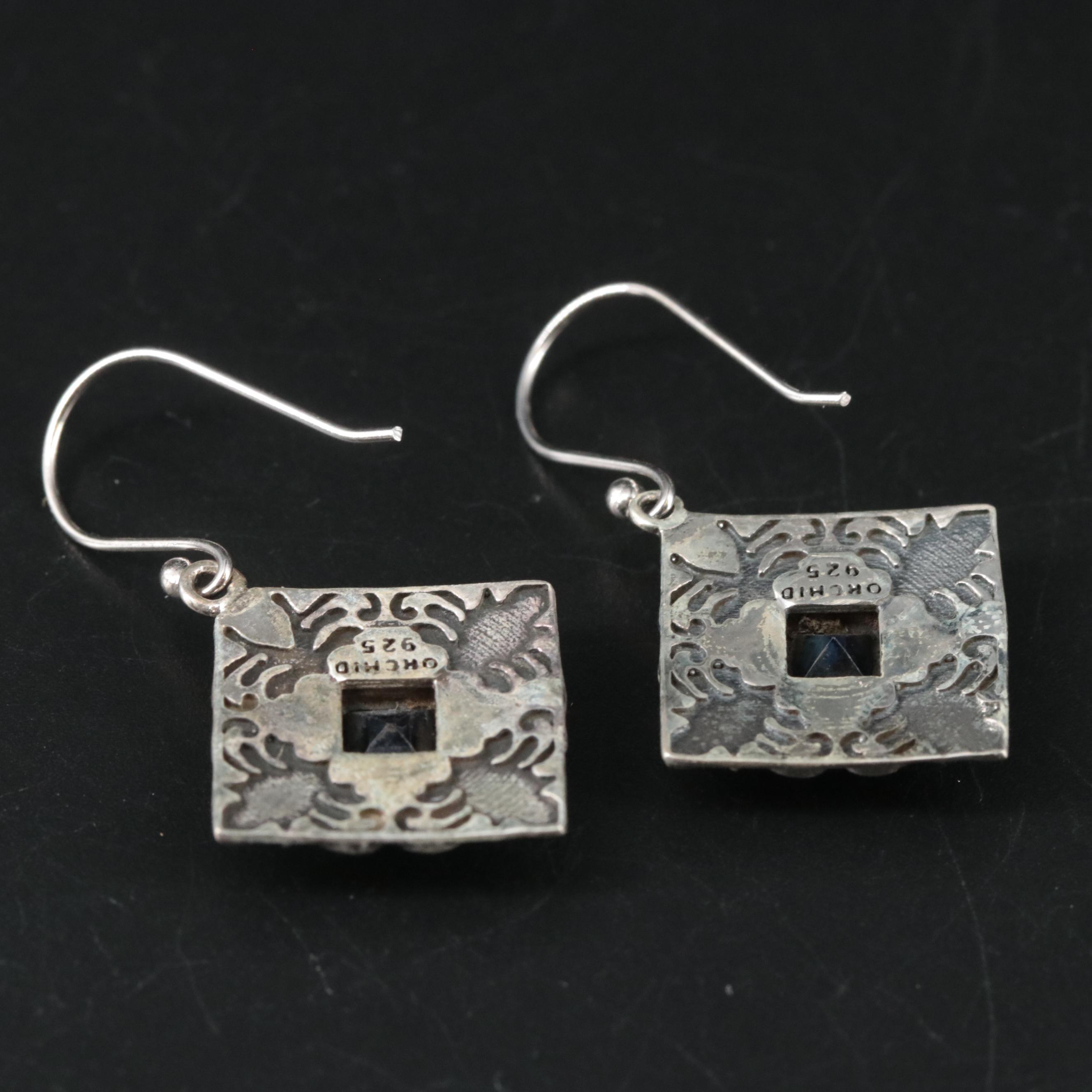 Sterling Sapphire Dangle Earrings