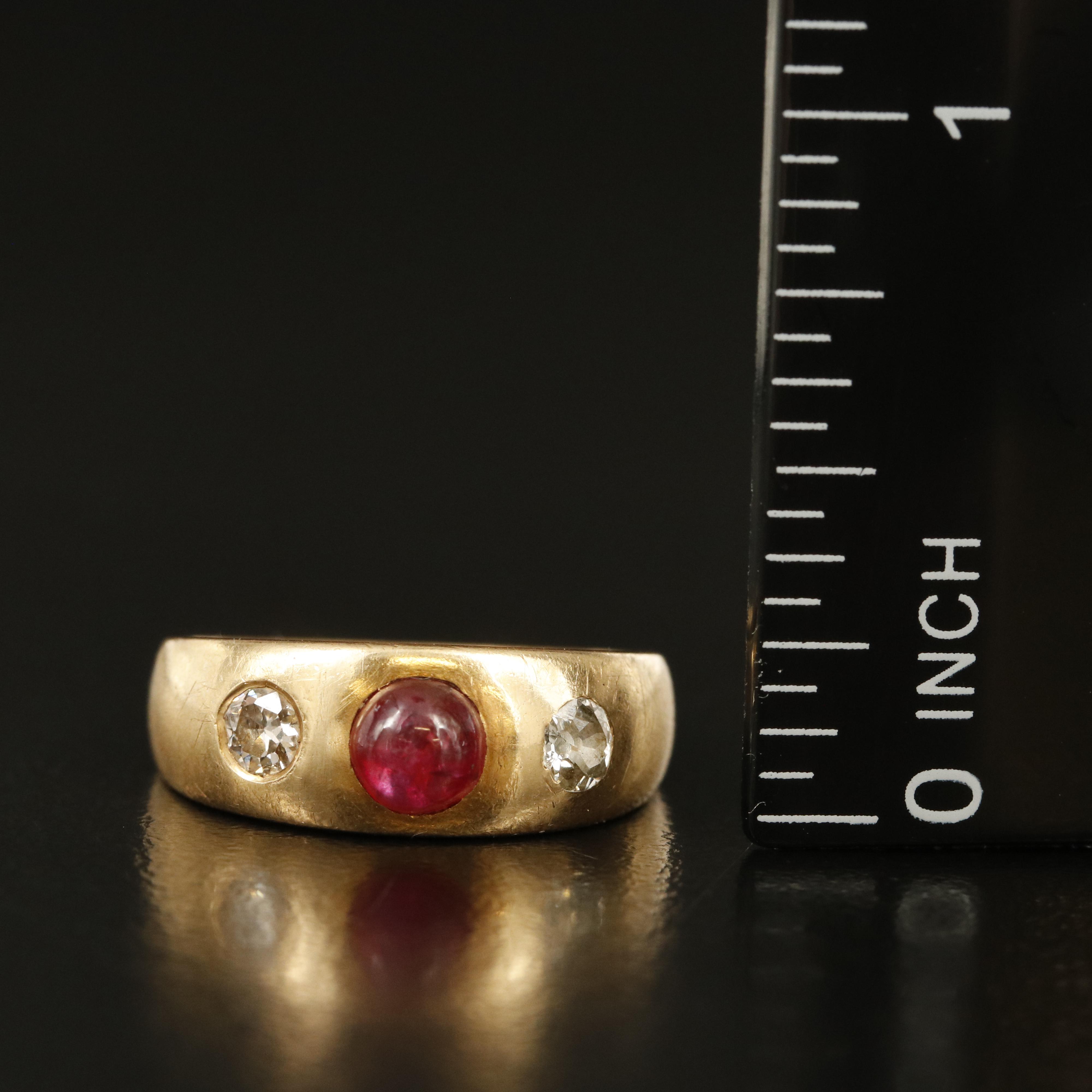 Vintage 18K Ruby and Diamond Gypsy Set Band