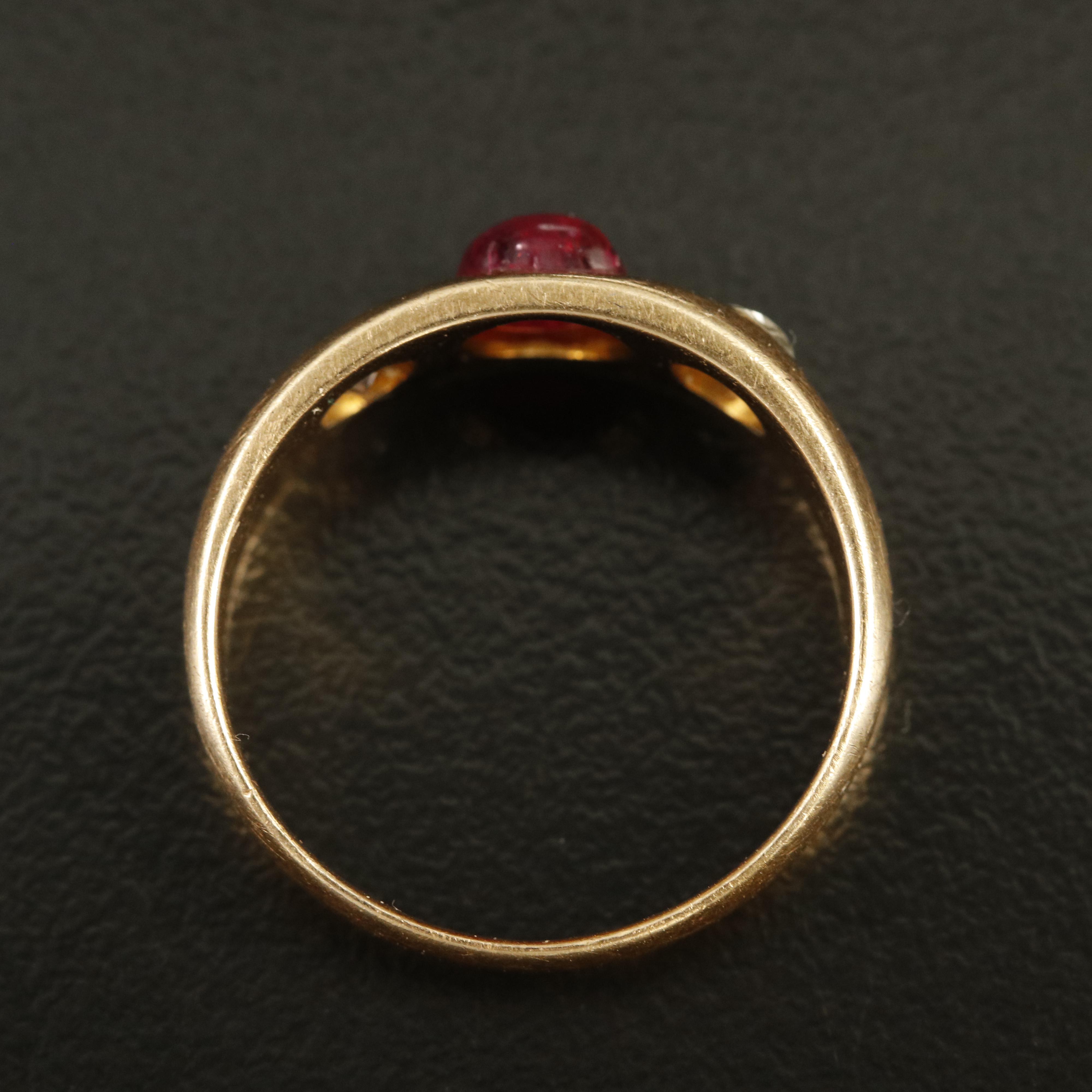 Vintage 18K Ruby and Diamond Gypsy Set Band