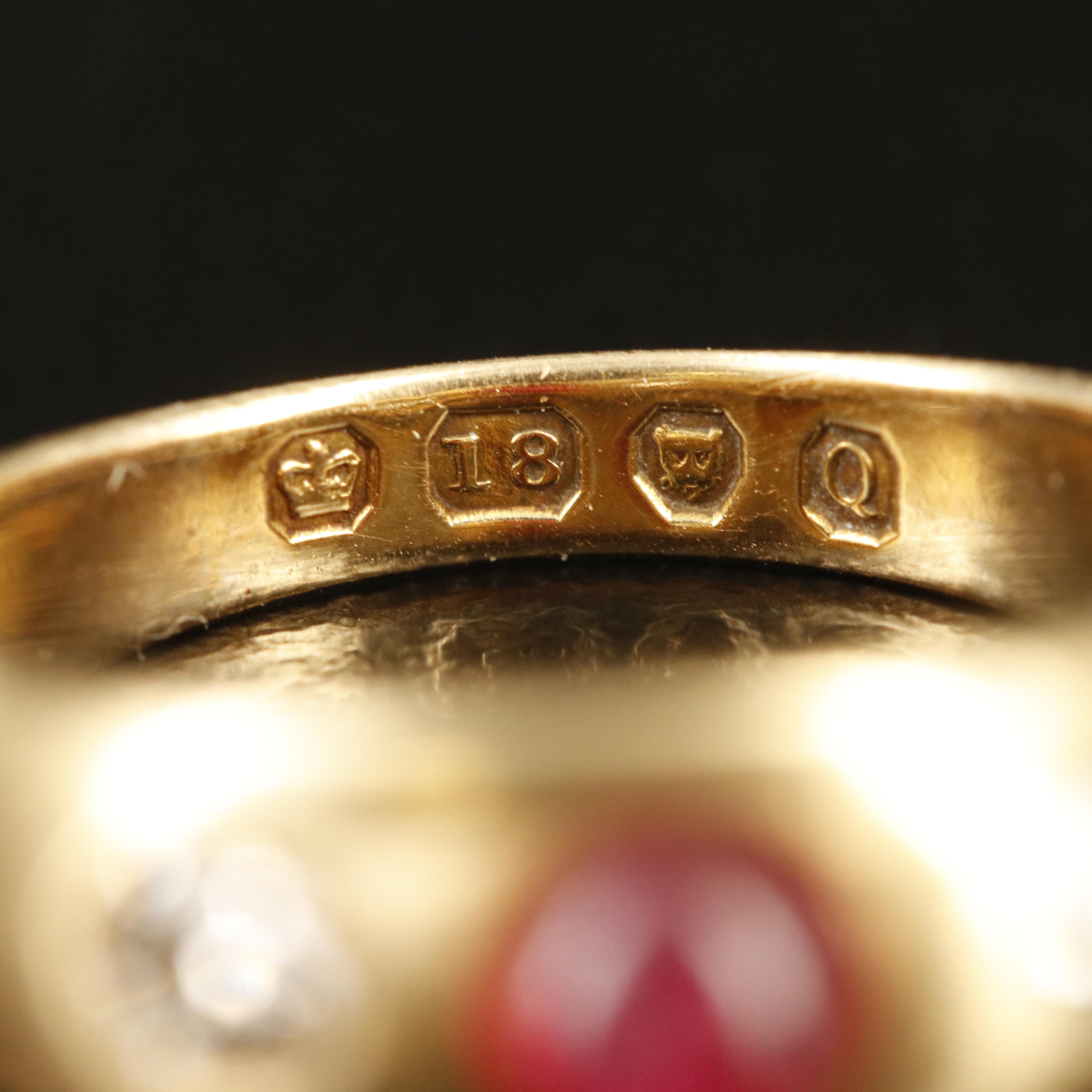 Vintage 18K Ruby and Diamond Gypsy Set Band