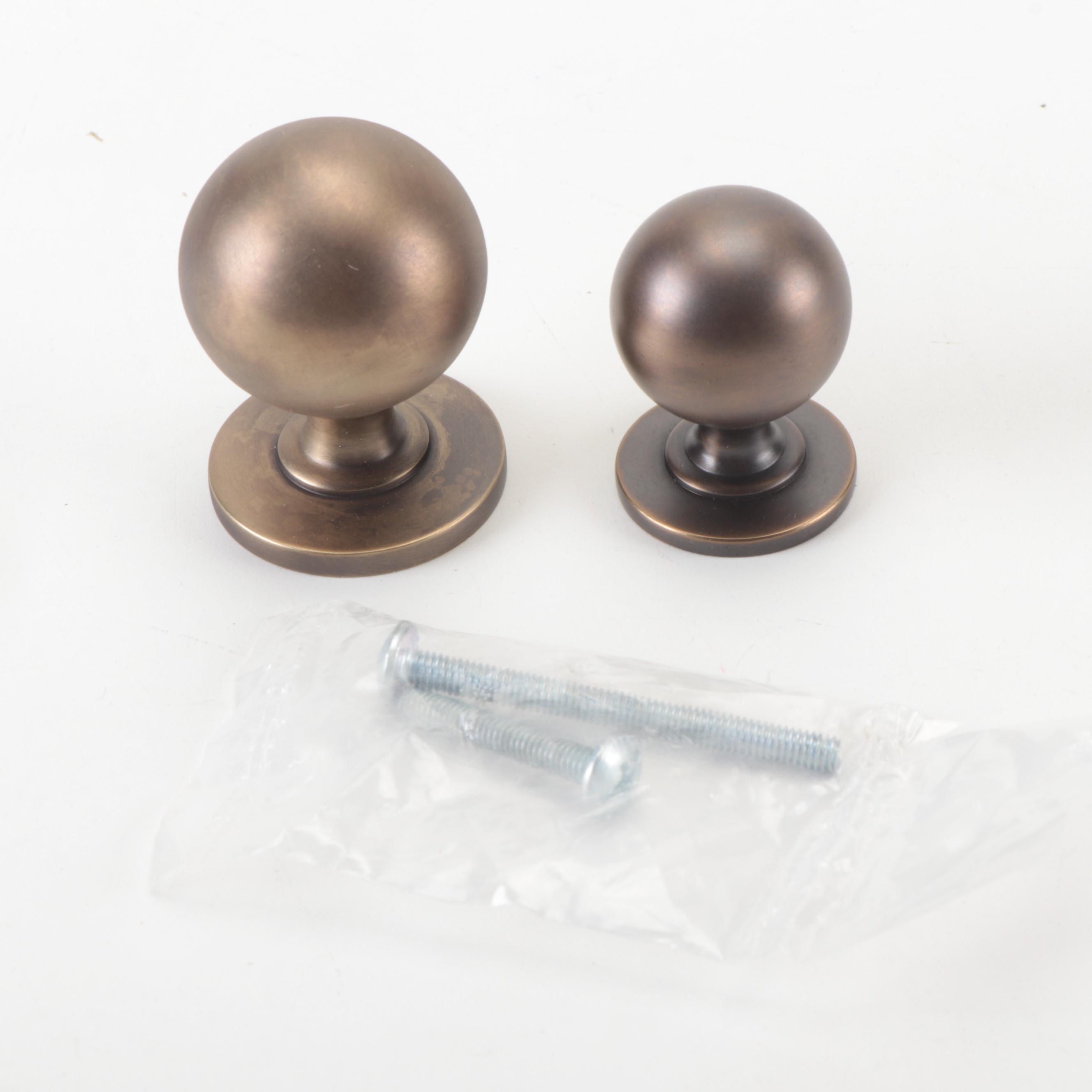 Round Brass Cabinet Knobs in Antique Brass Finish