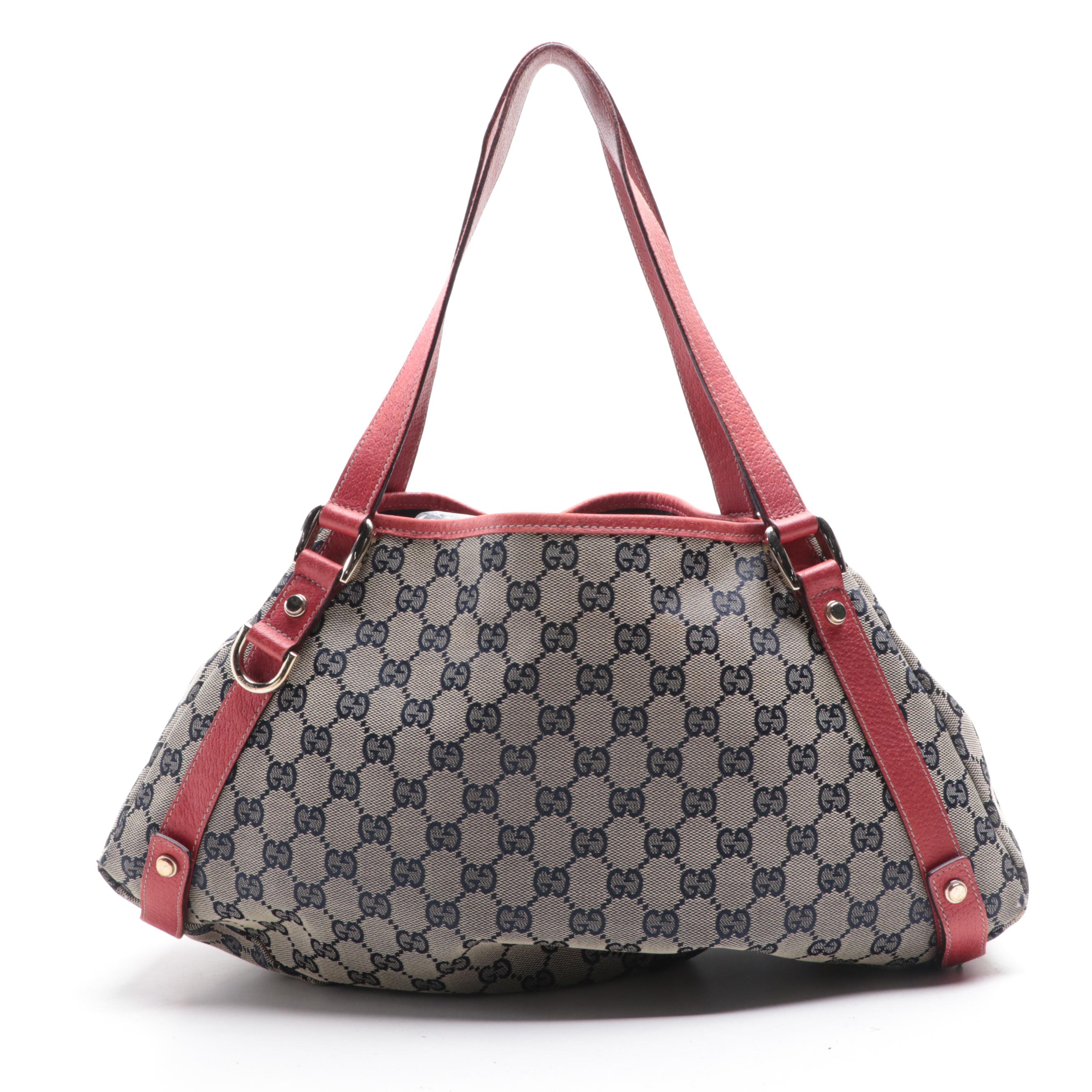 Gucci Abbey D-Ring Hobo Bag in GG Canvas and Leather Trim