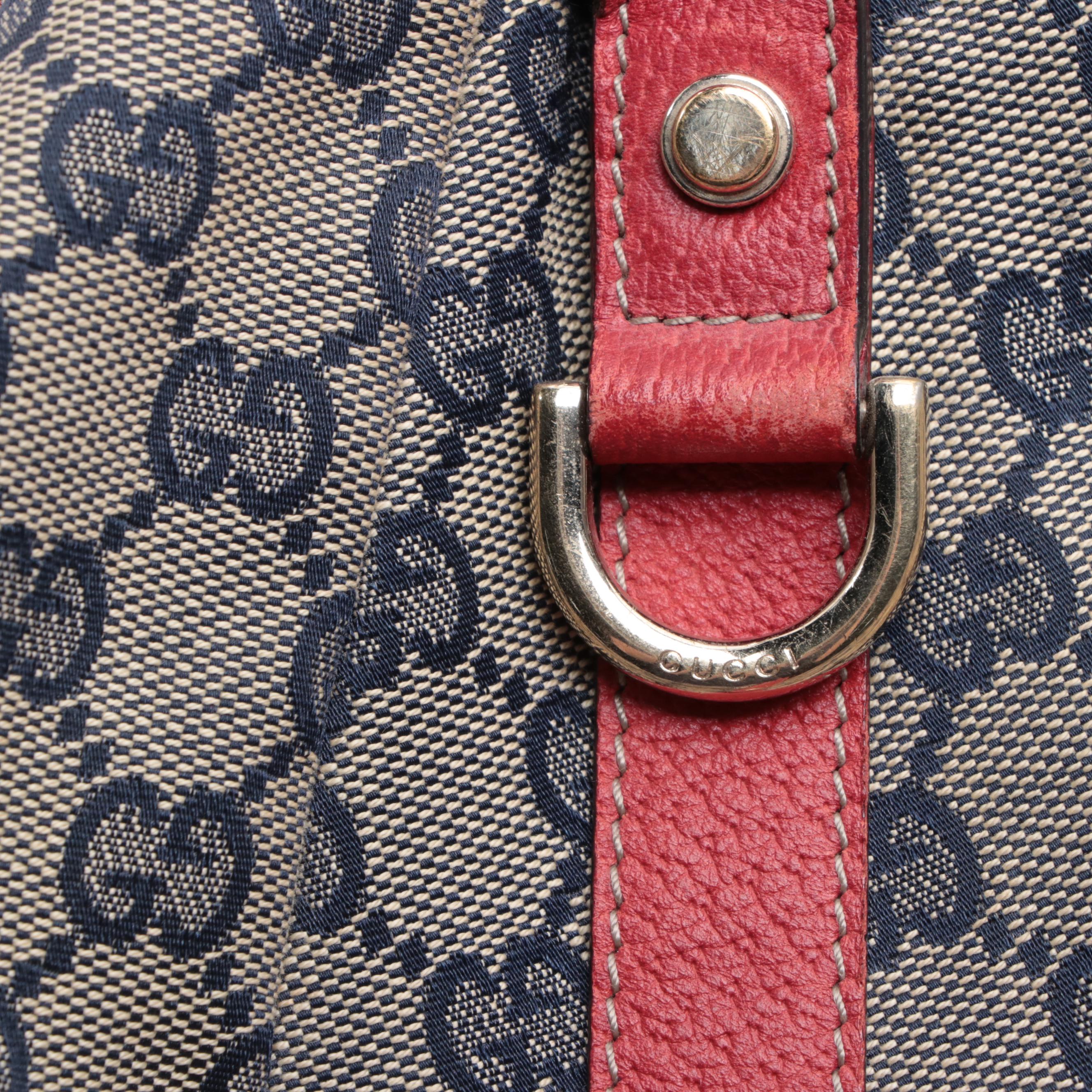 Gucci Abbey D-Ring Hobo Bag in GG Canvas and Leather Trim