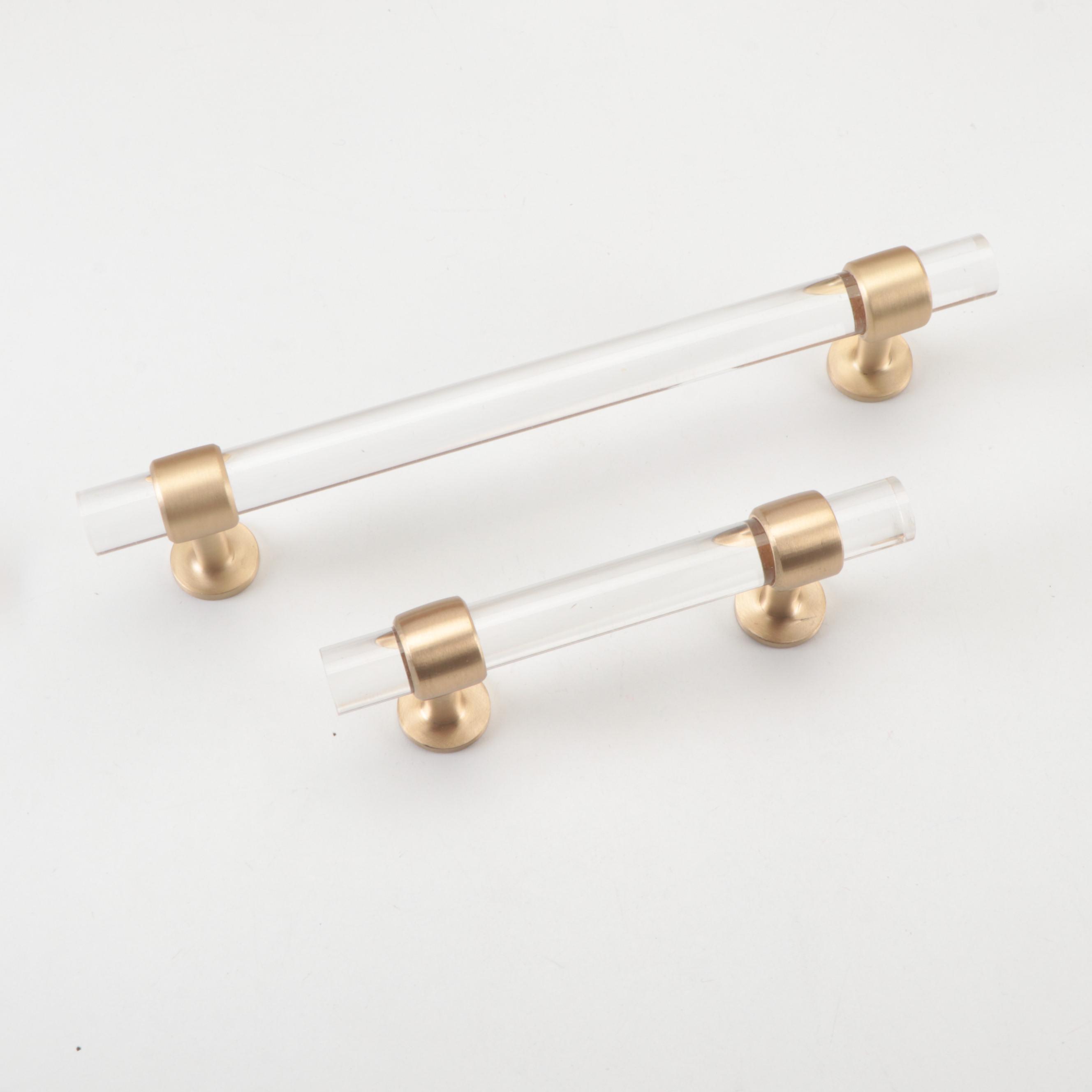Acrylic and Satin Brass Finish Cabinet Pulls