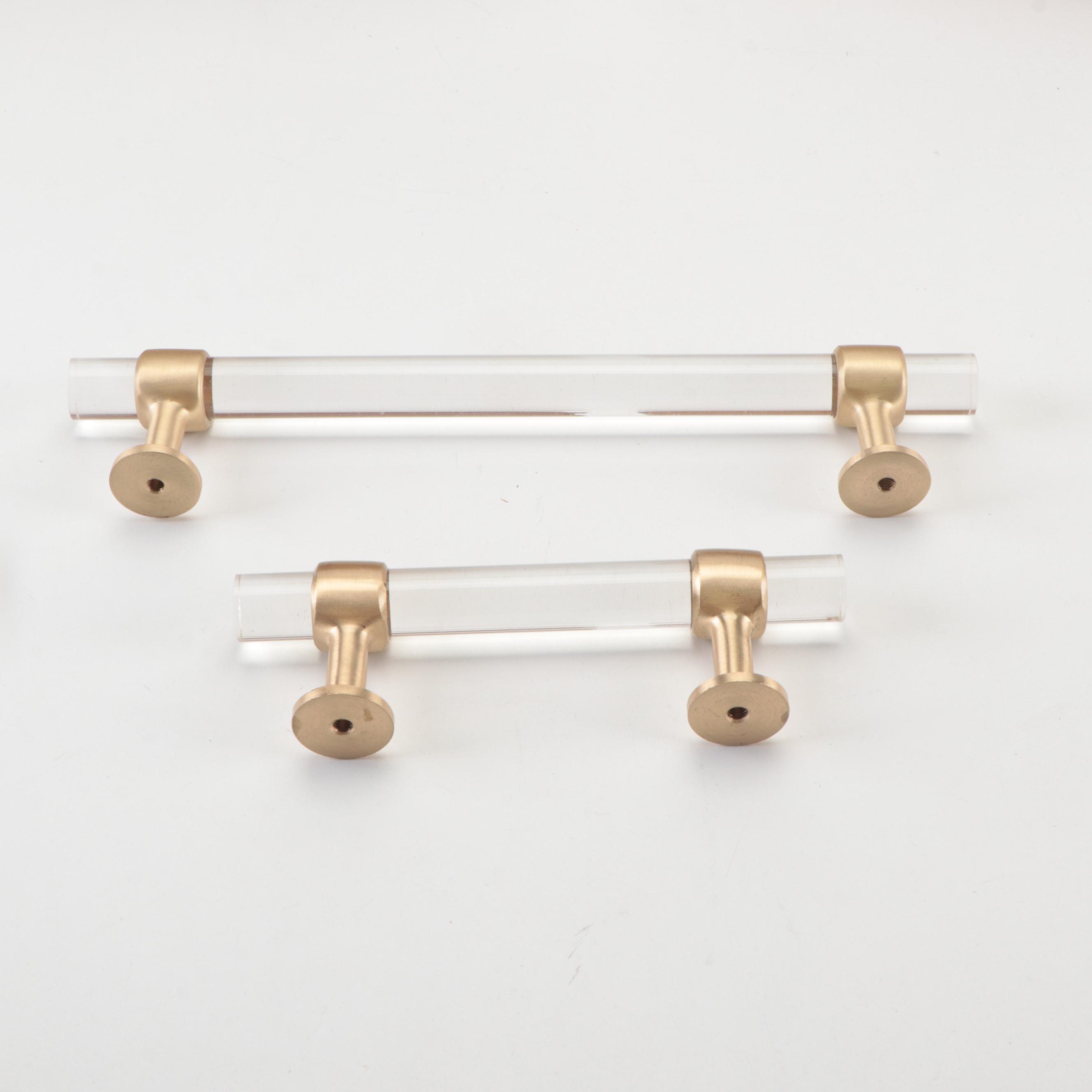 Acrylic and Satin Brass Finish Cabinet Pulls
