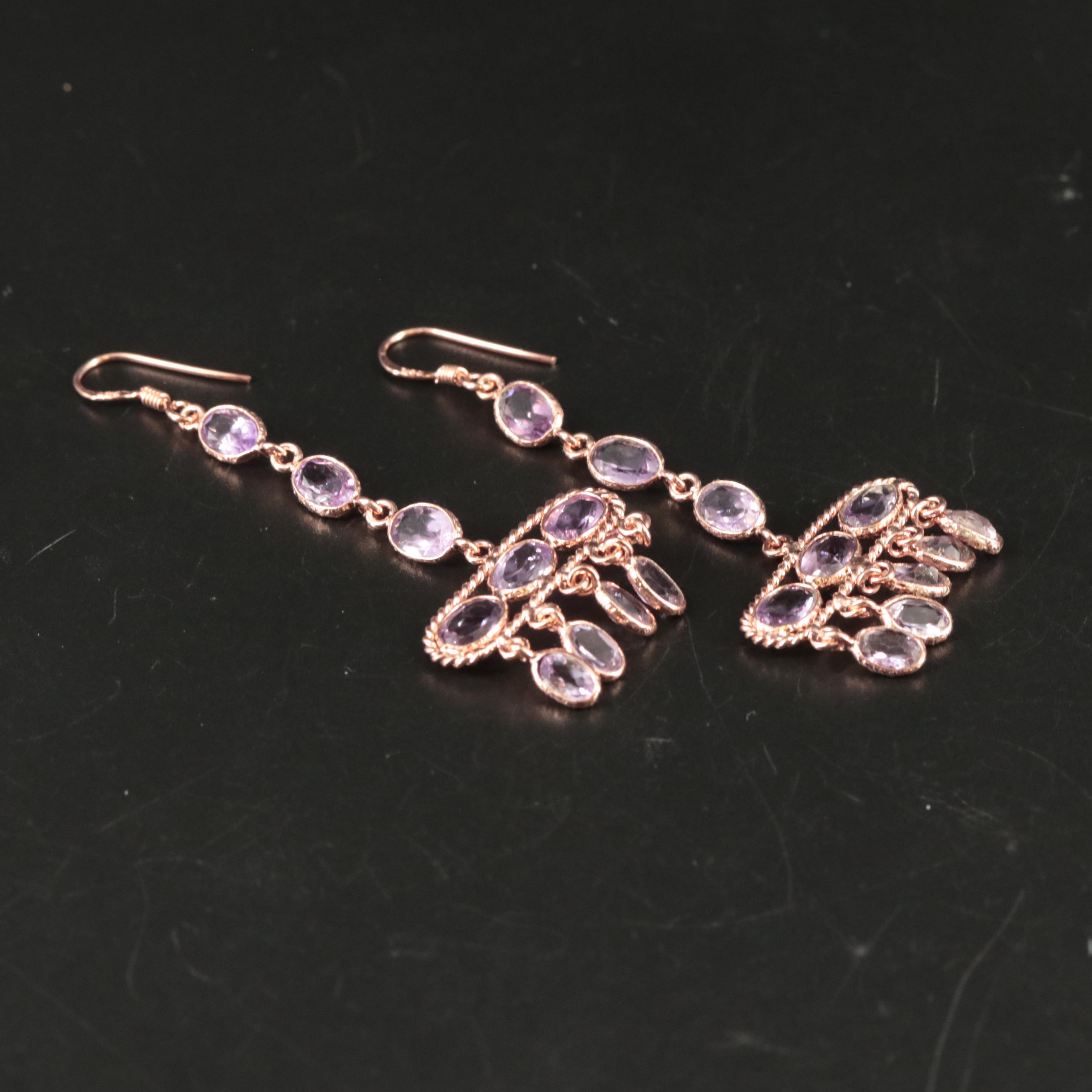 Sterling Amethyst Dangle Earrings