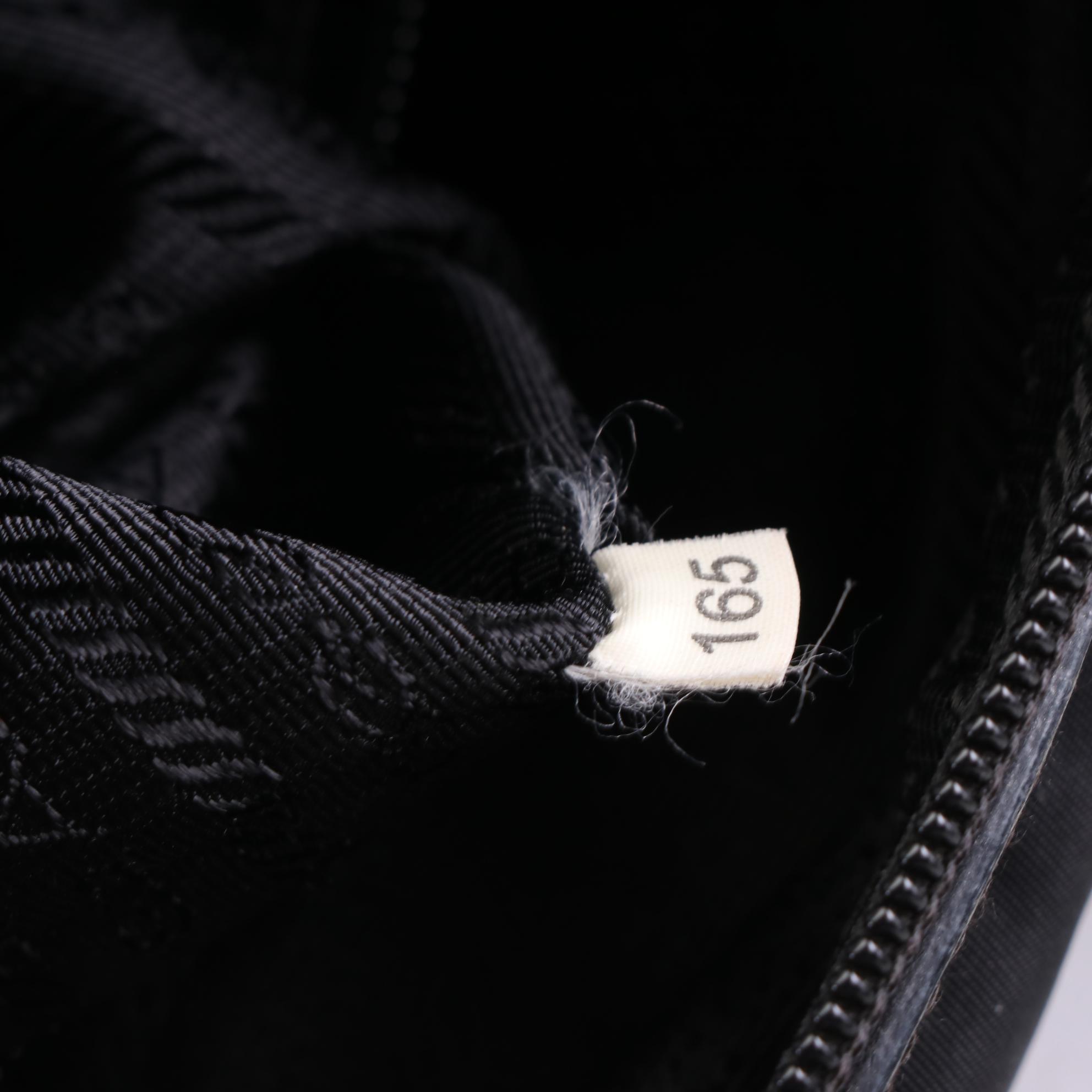 Prada Small Zip Tote in Black Nylon Gabardine with Leather Trim