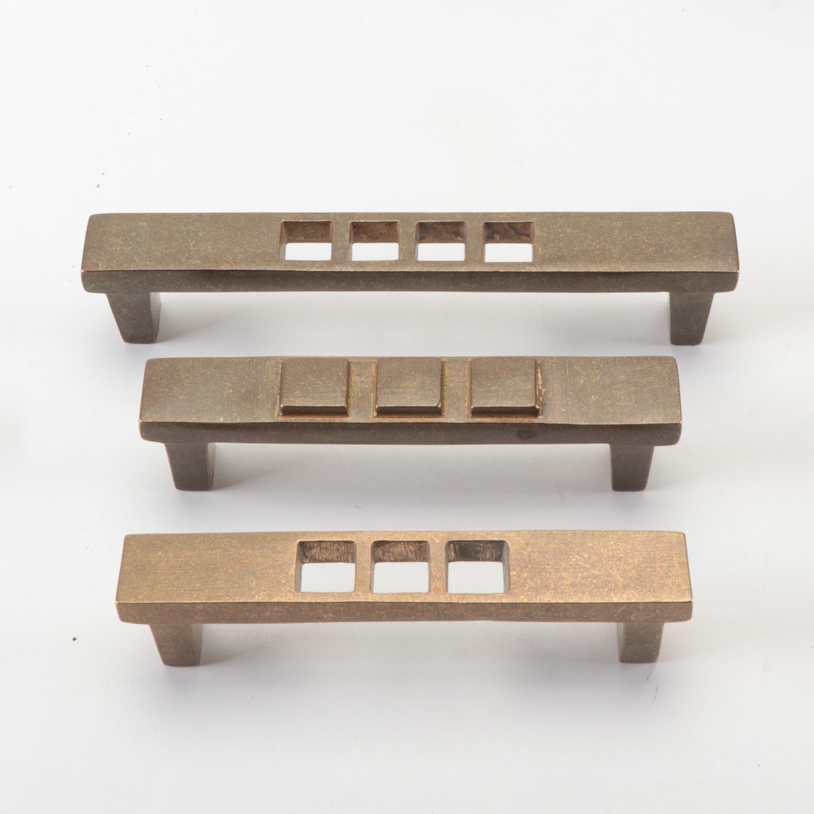 Punched and Embossed Elongated Cabinet Pulls in Natural Bronze Finish