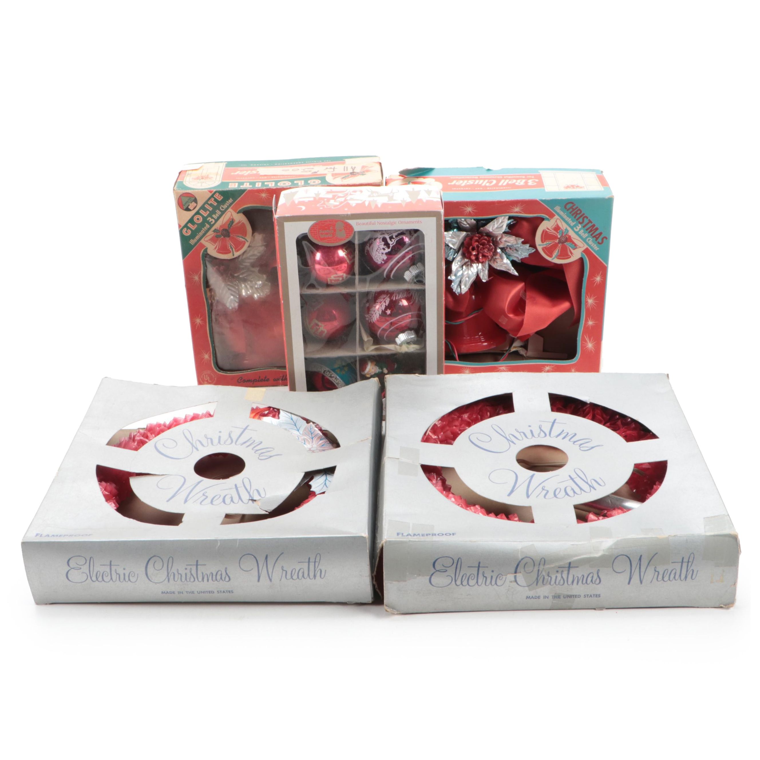 Illuminated Bell Clusters with Other Ornaments and Décor, Mid to Late 20th C.