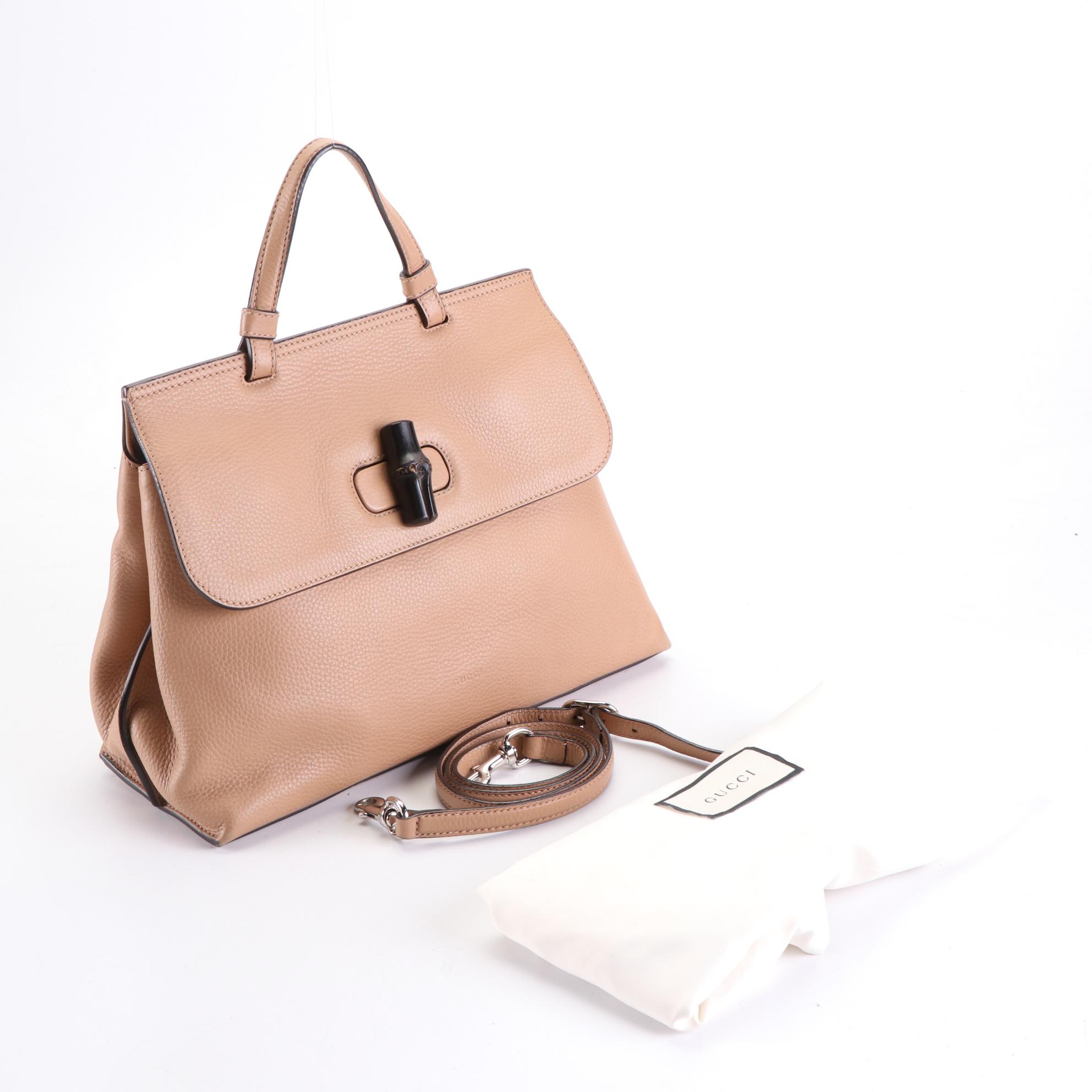 Gucci Bamboo Daily Top-Handle Flap Shoulder Bag in Calfskin