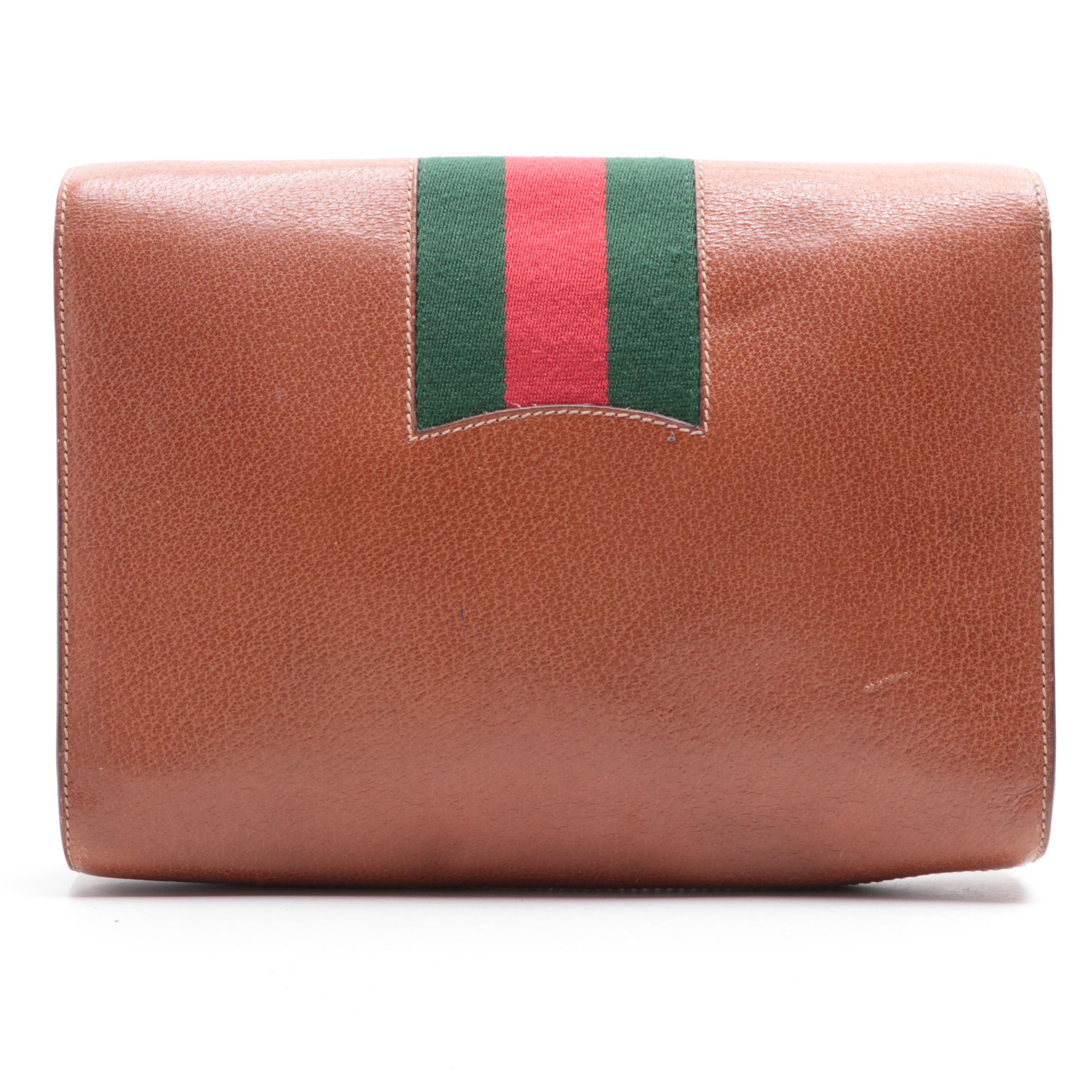 Gucci Web Clutch in Leather
