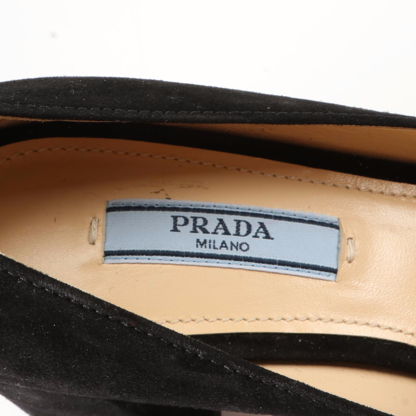 Prada Loafer Pumps in Black Nubuck Suede