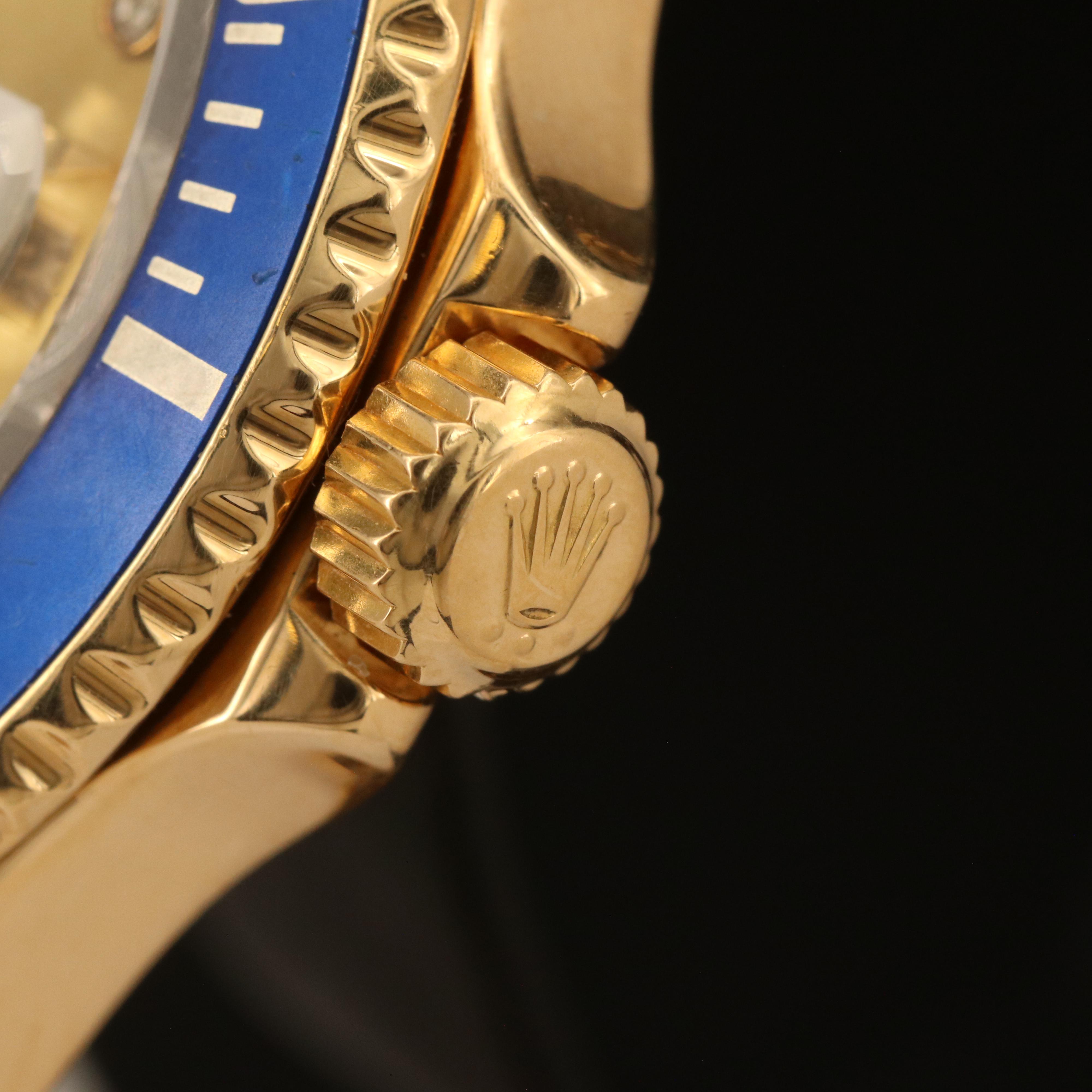 1991 18K Rolex Submariner Date Watch with Diamond and Sapphire Dial