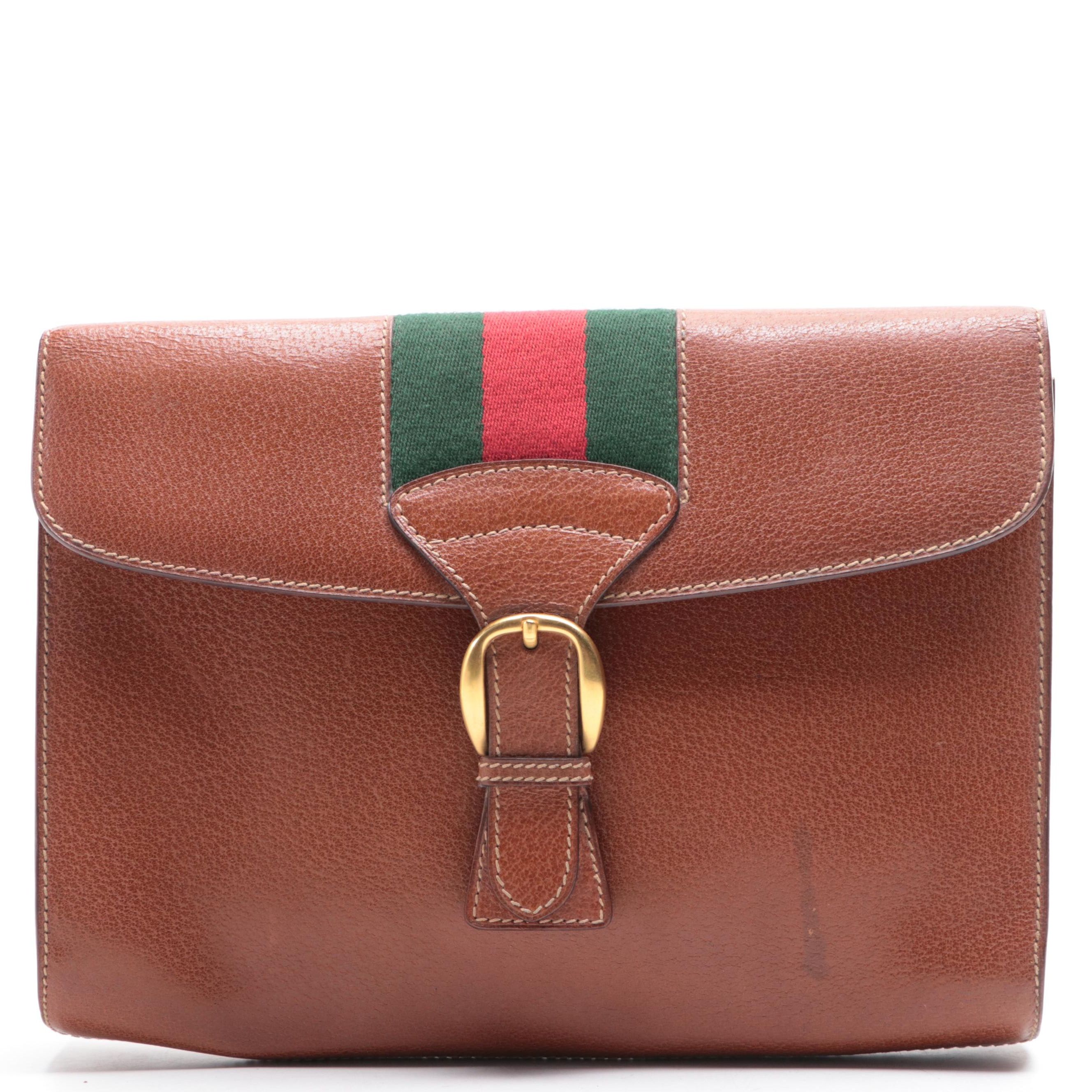 Gucci Web Clutch in Leather