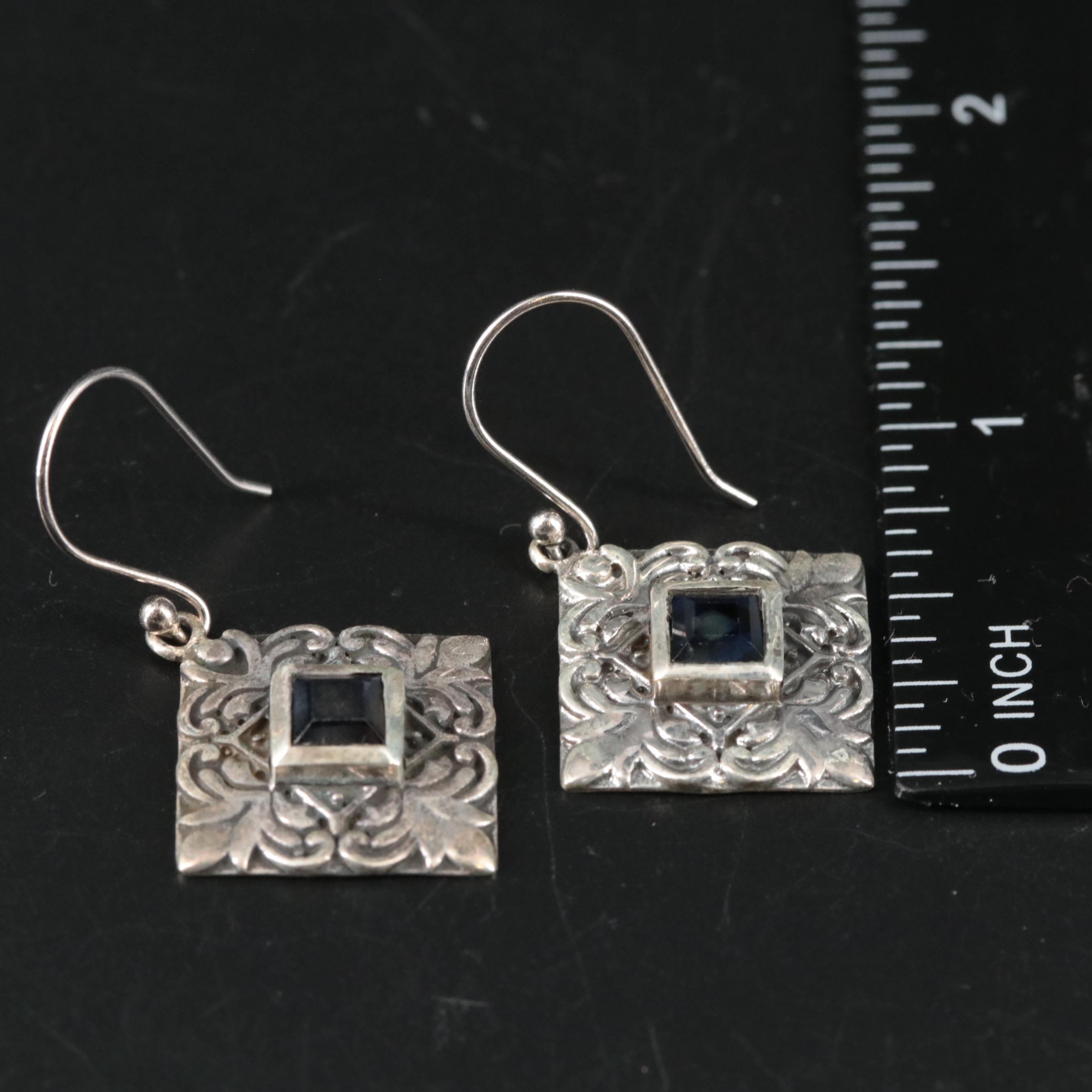 Sterling Sapphire Dangle Earrings