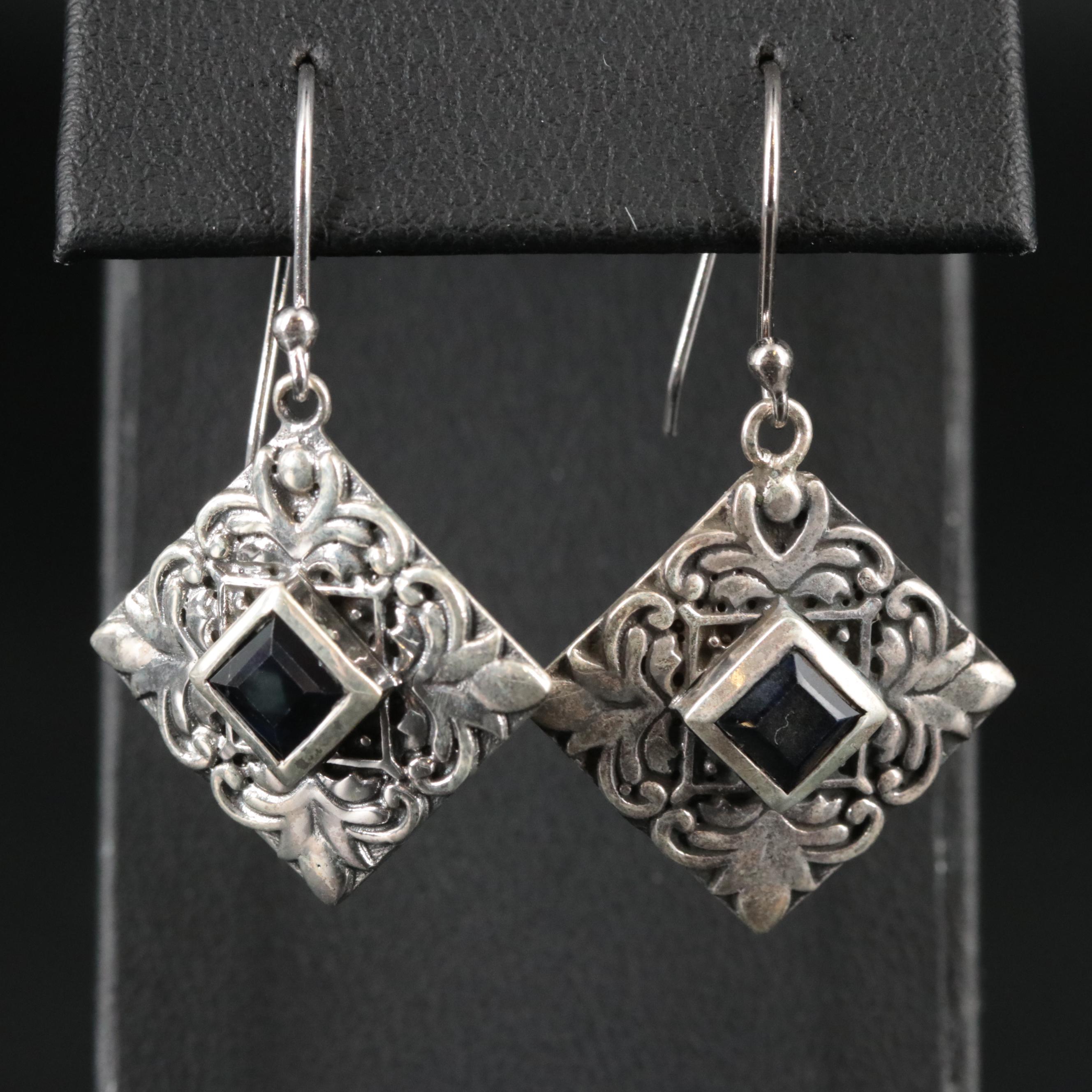 Sterling Sapphire Dangle Earrings