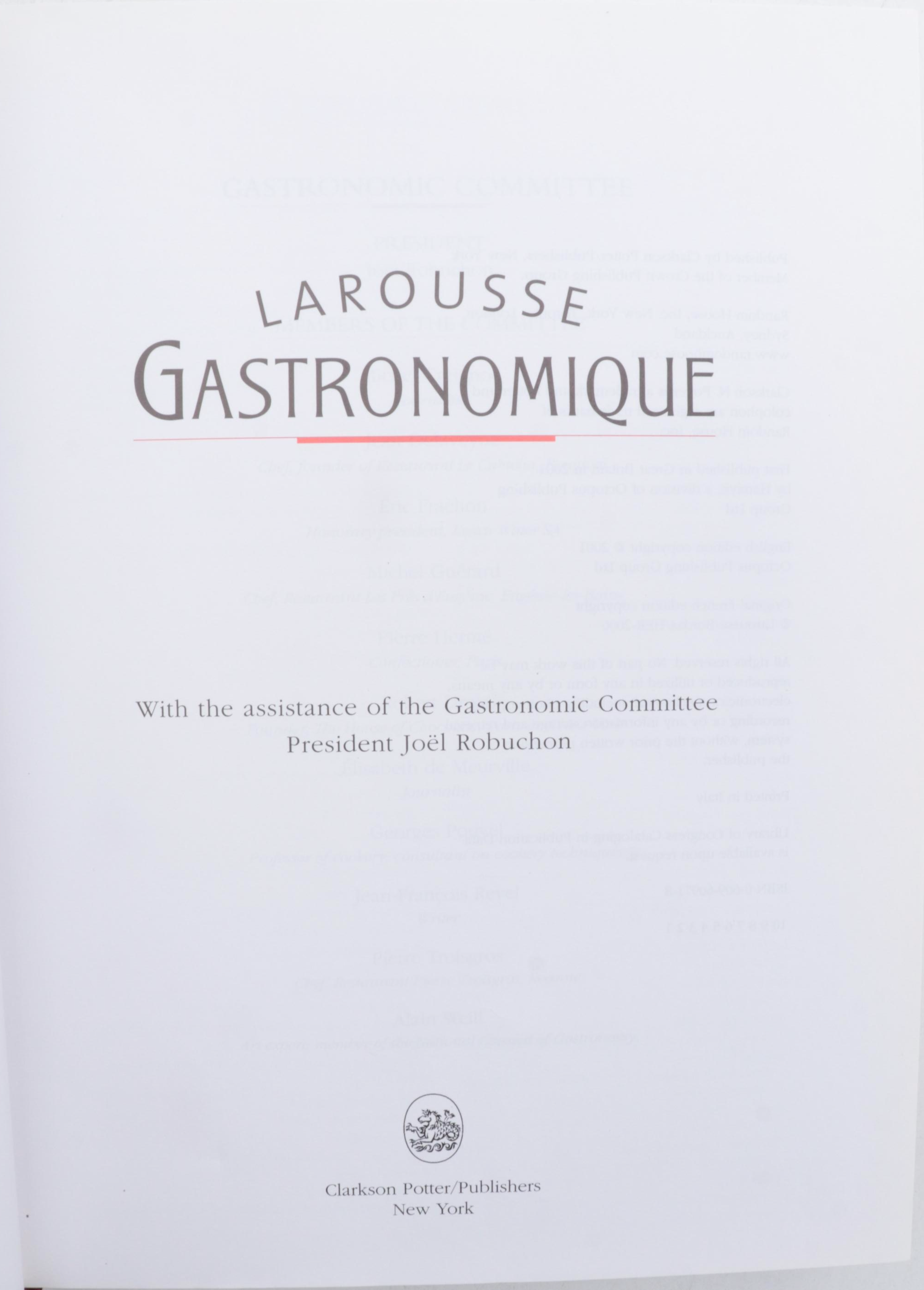 First Edition Thus "Larousse Gastronomique" by Prosper Montagné, 2001