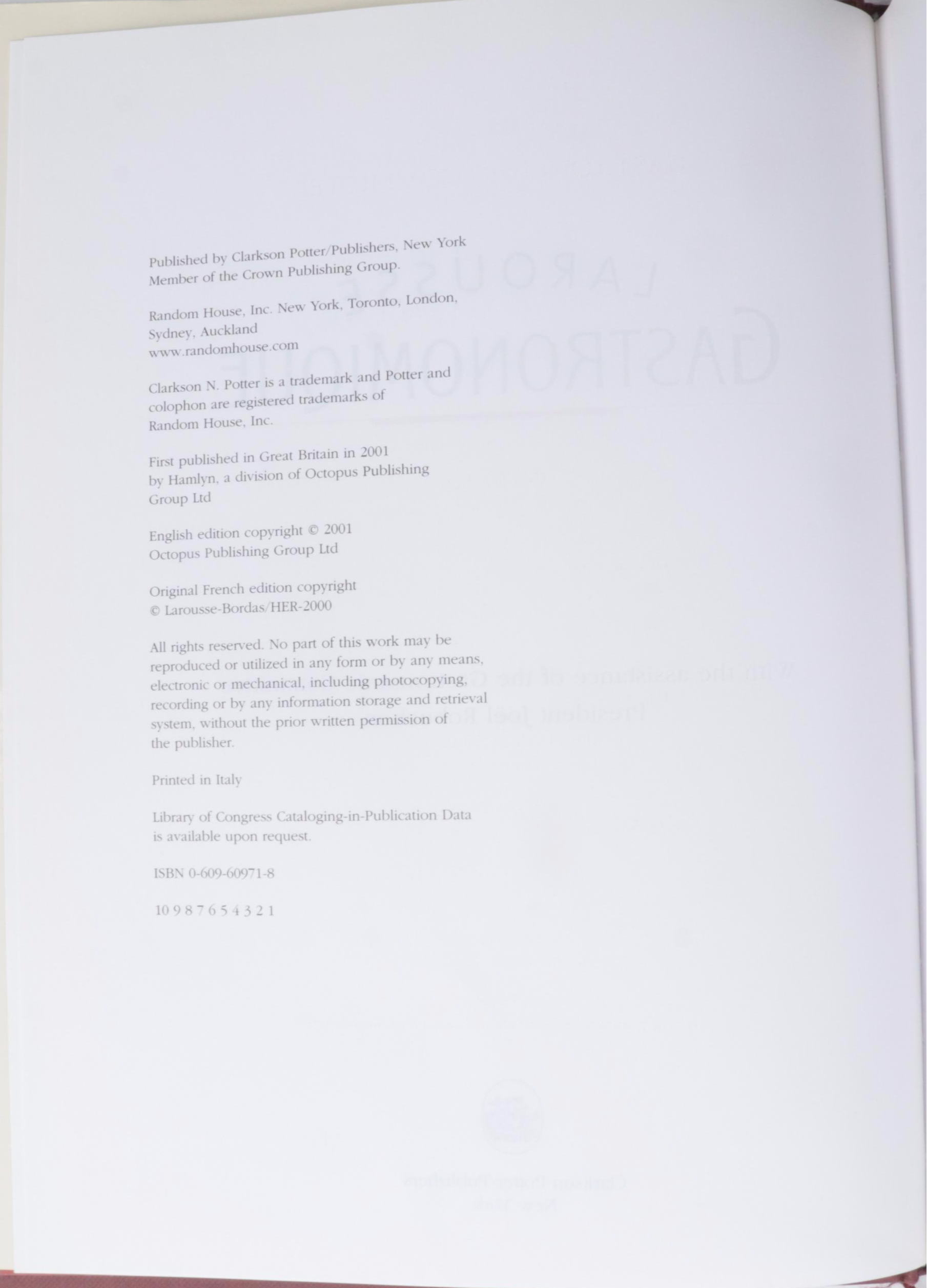 First Edition Thus "Larousse Gastronomique" by Prosper Montagné, 2001