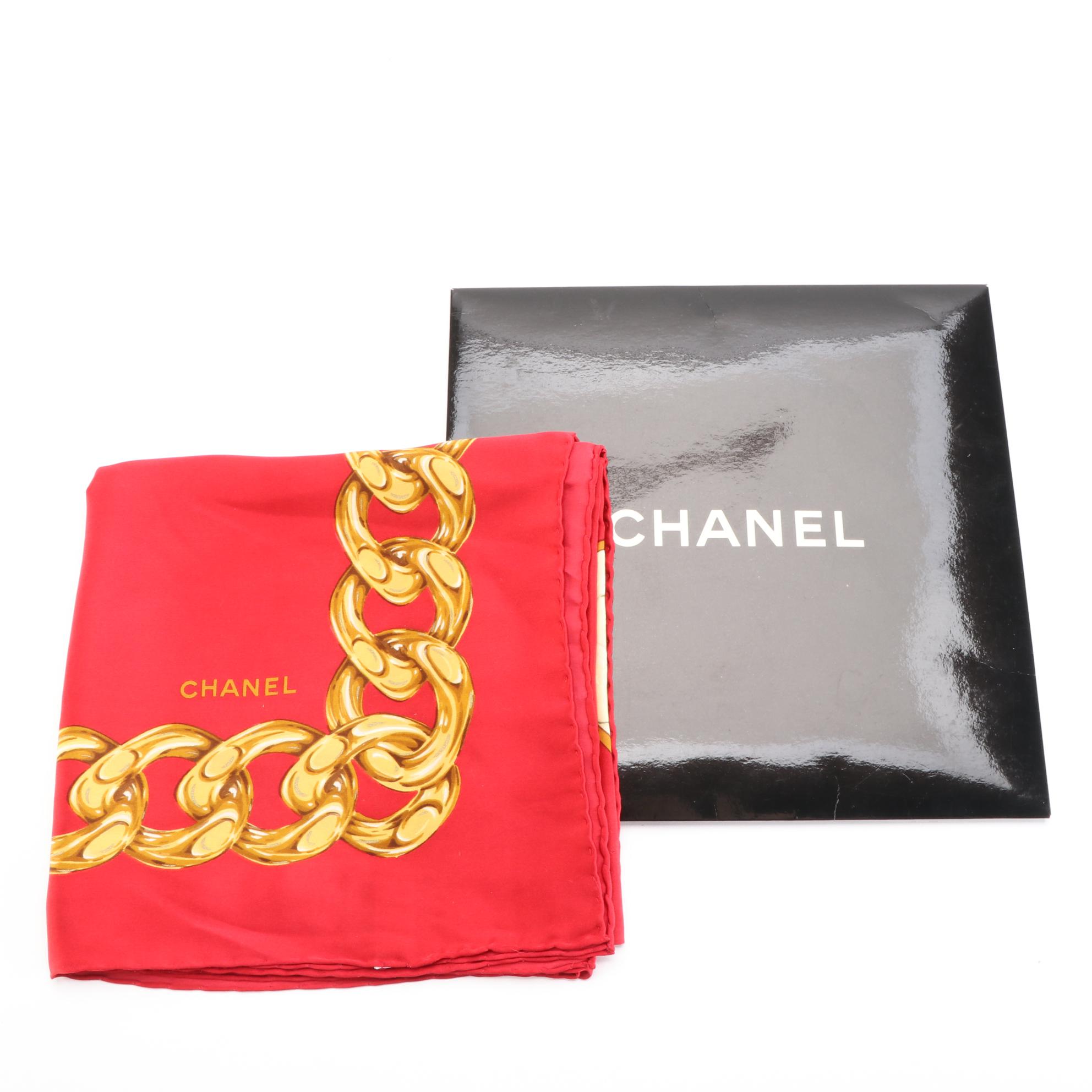 Chanel Scarf 90 in CC and Chain Printed Silk