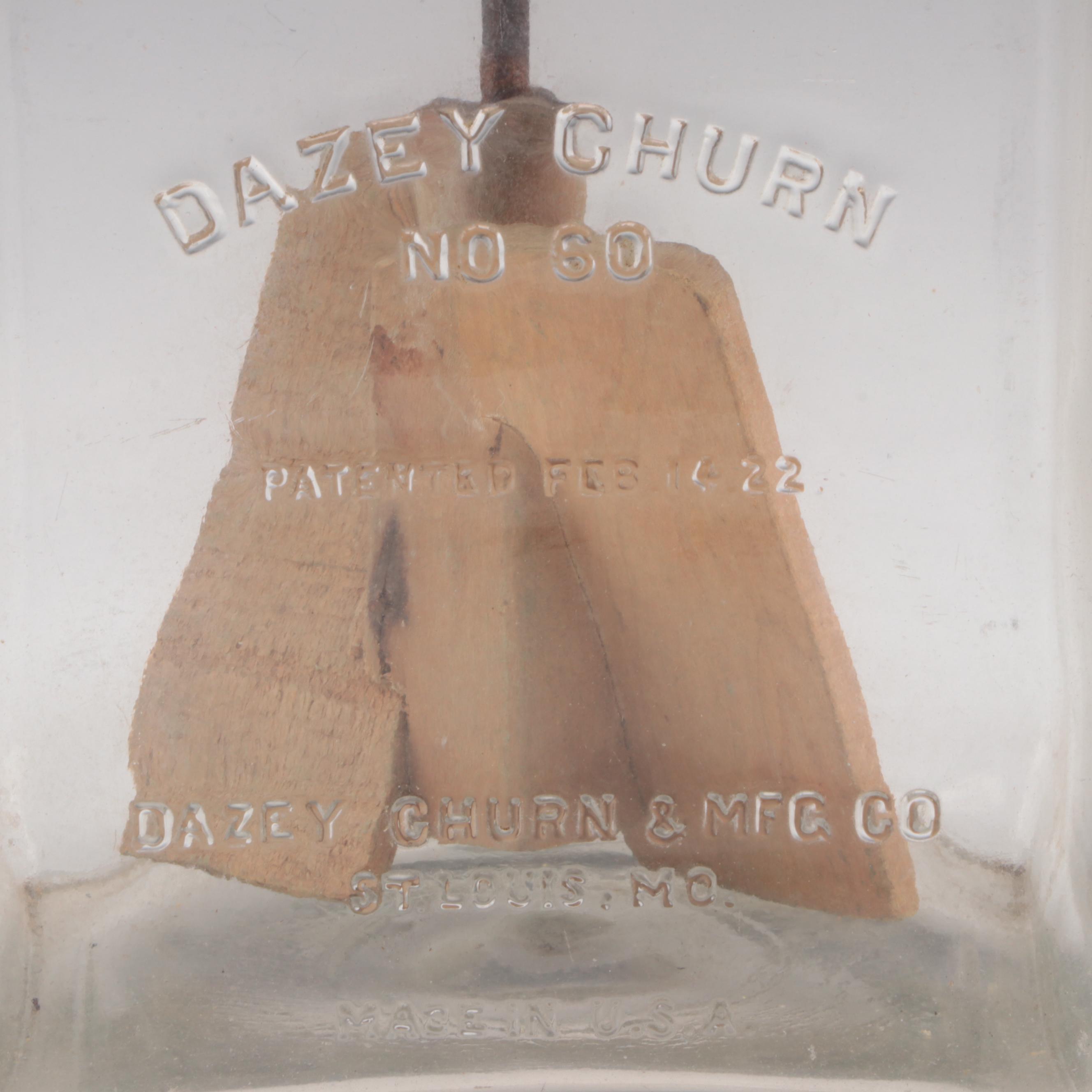 Dazey No 60 Churn Glass Butter Churn, Early to Mid 20th Century