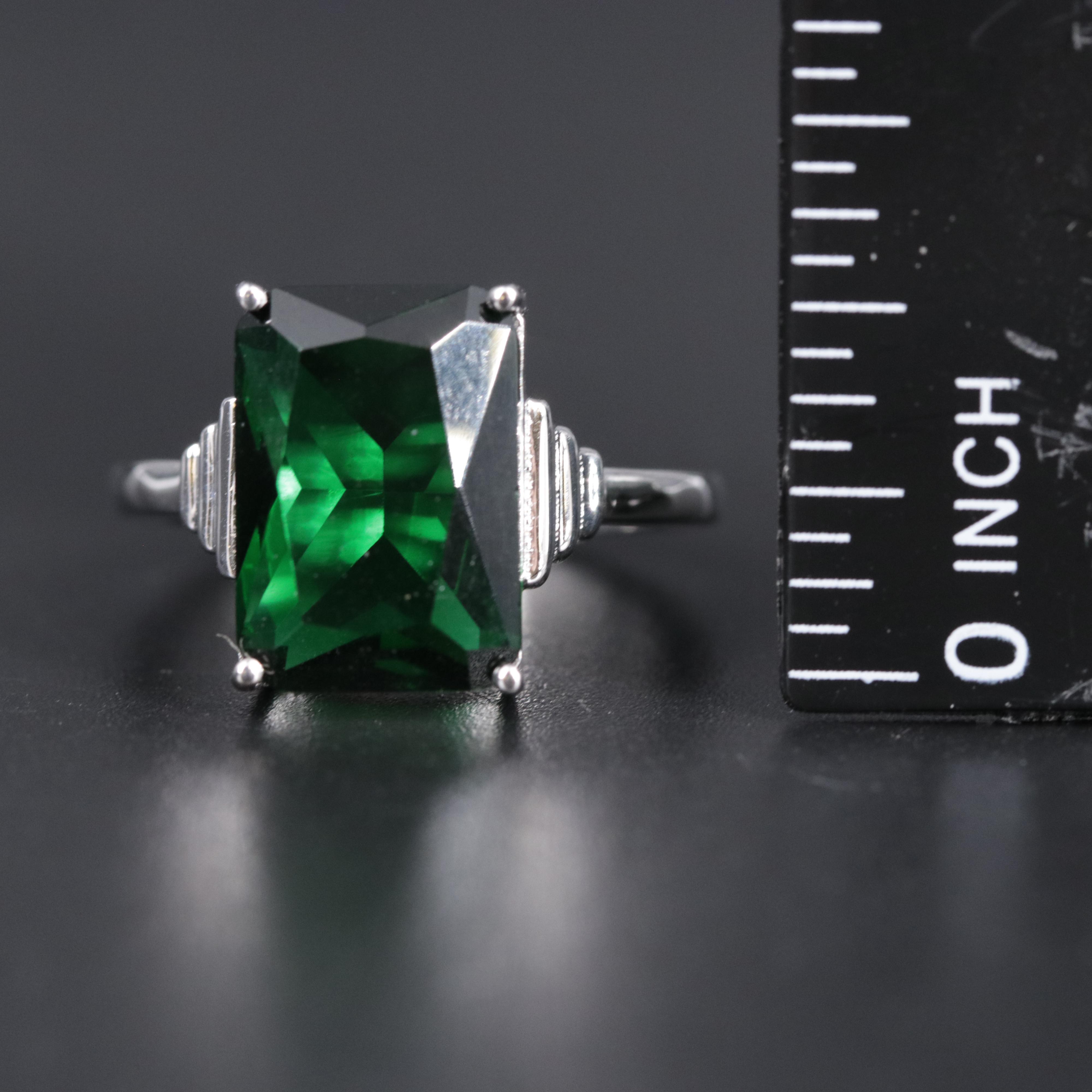 Sterling Silver Emerald Ring