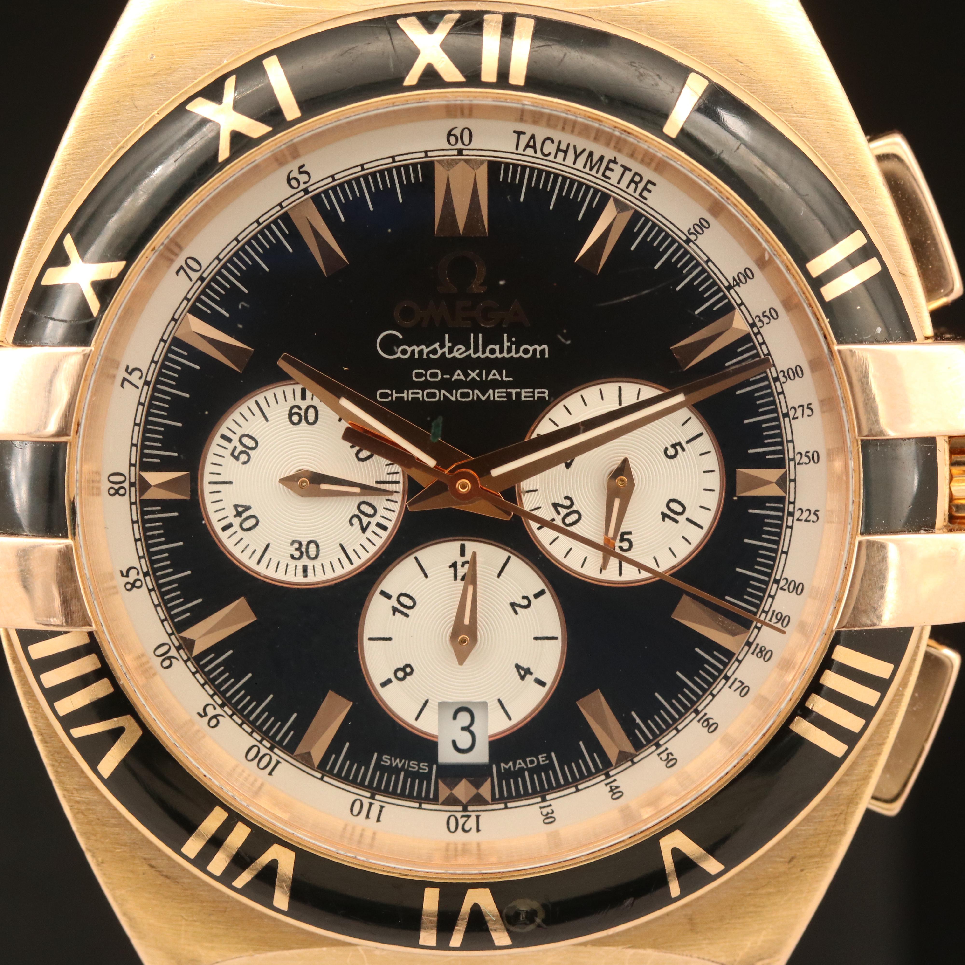 2006 18K Omega Double Eagle Constellation Chronograph Watch