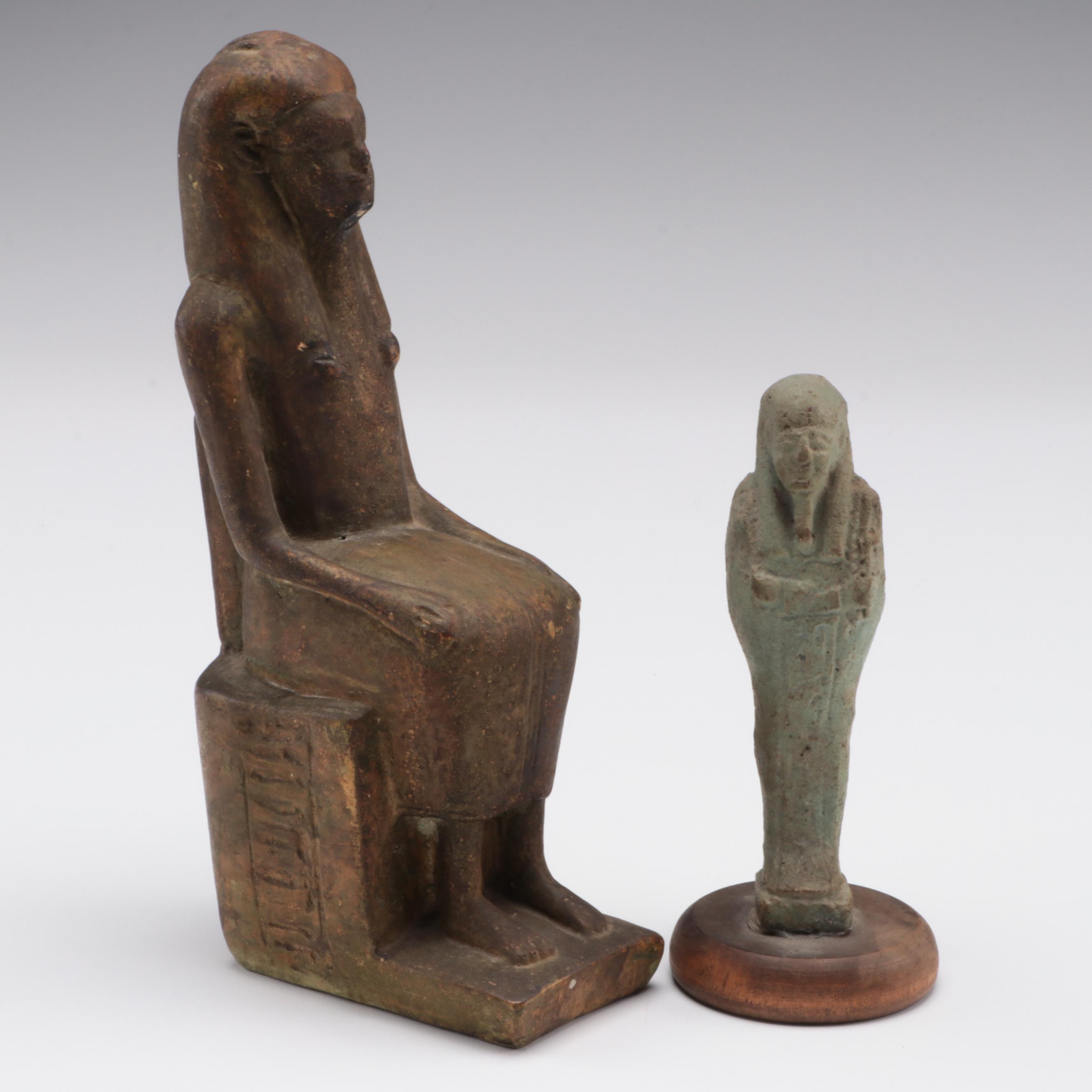 Egyptian Shabti Figure and Egyptian Revival Figurine