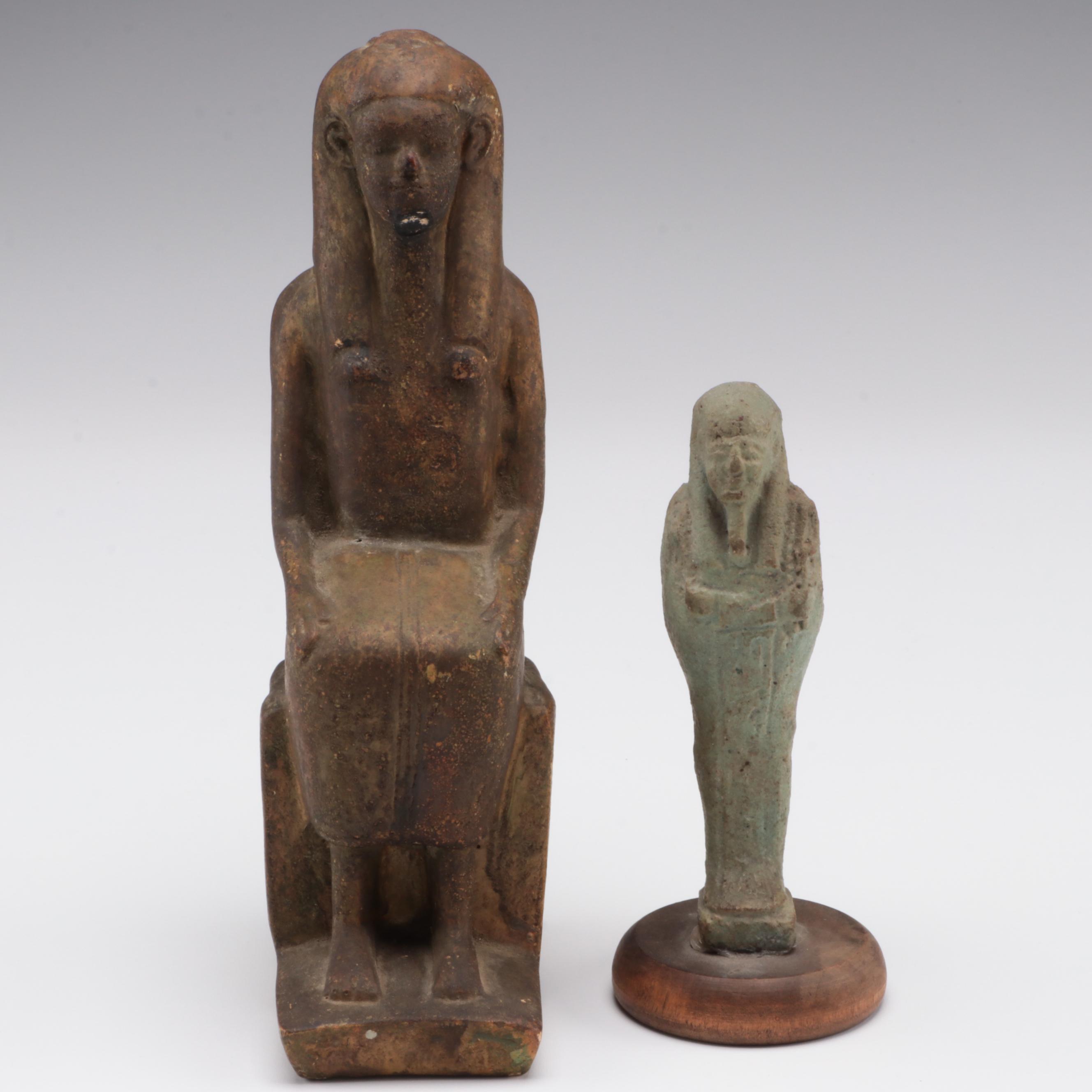 Egyptian Shabti Figure and Egyptian Revival Figurine