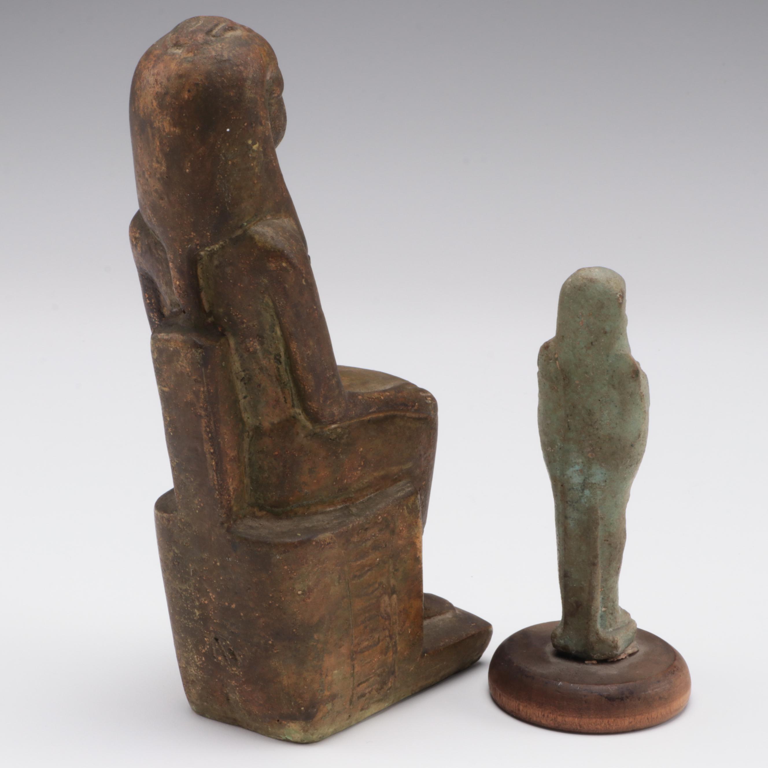 Egyptian Shabti Figure and Egyptian Revival Figurine